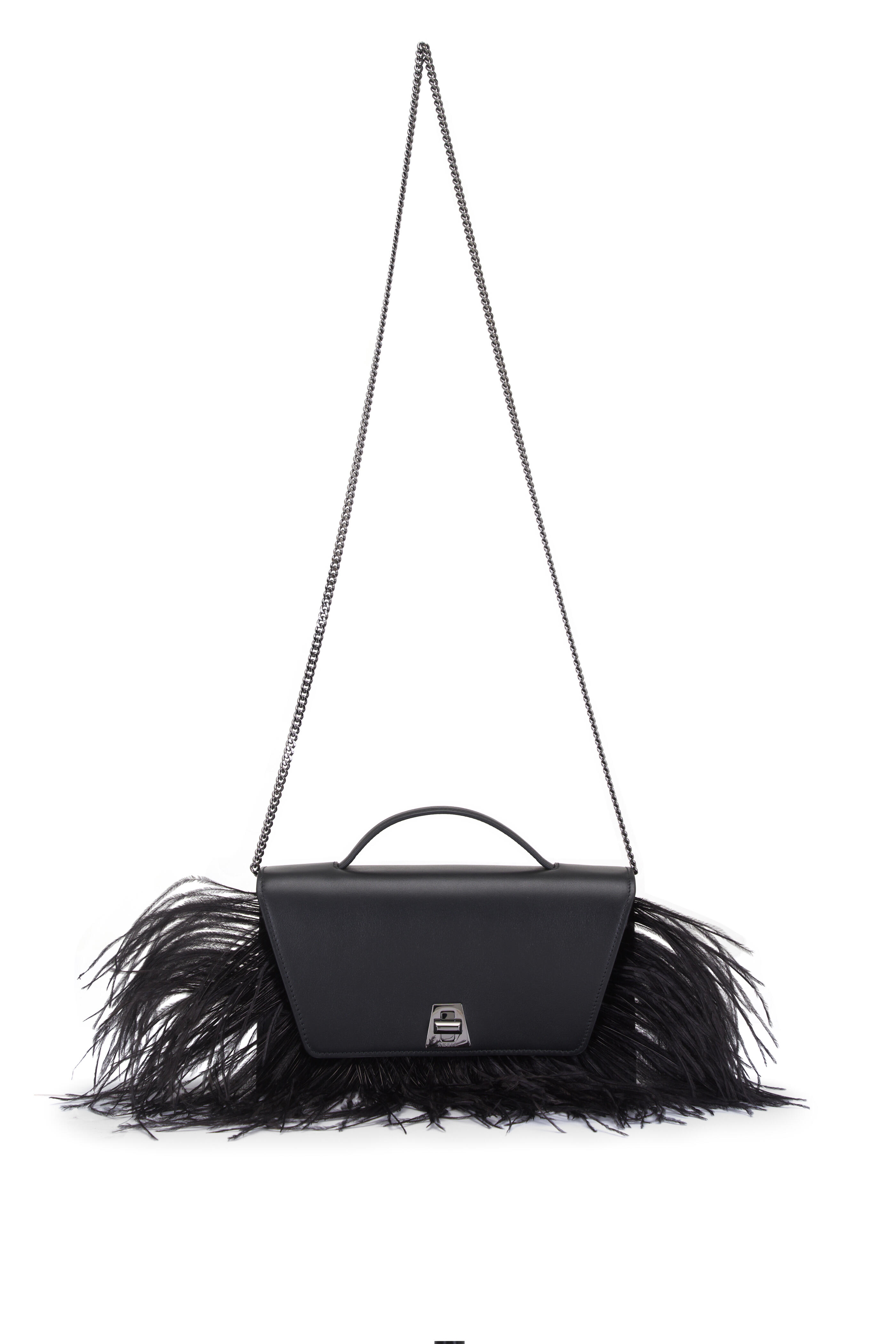 Akris - Anouk Black Feather Trim City Bag