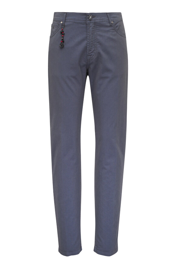 Marco Pescarolo Blue Gray Stretch Cotton Five Pocket Pant - view 1