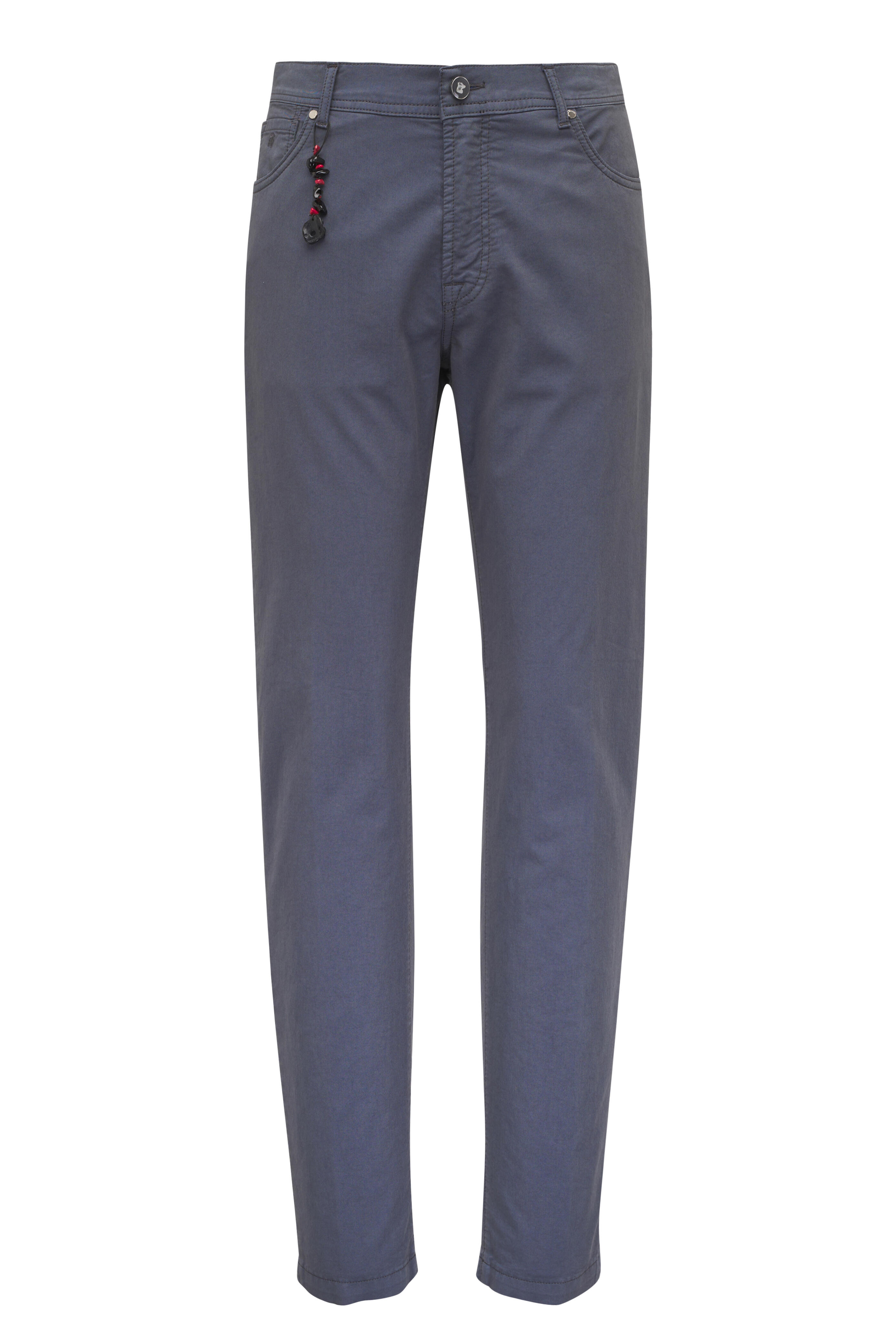 Marco Pescarolo - Blue Gray Stretch Cotton Five Pocket Pant - view 1
