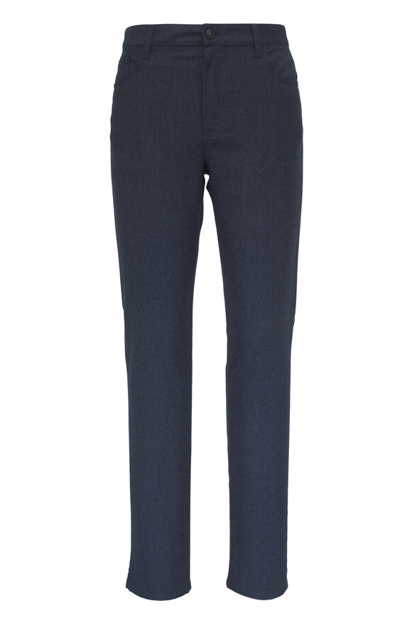 Canali Blue Brushed Wool Performance Five Pocket Pant - view 1