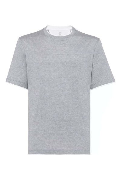 BRUNELLO CUCINELLI 半袖Tシャツ ホワイトシルバー装飾あり