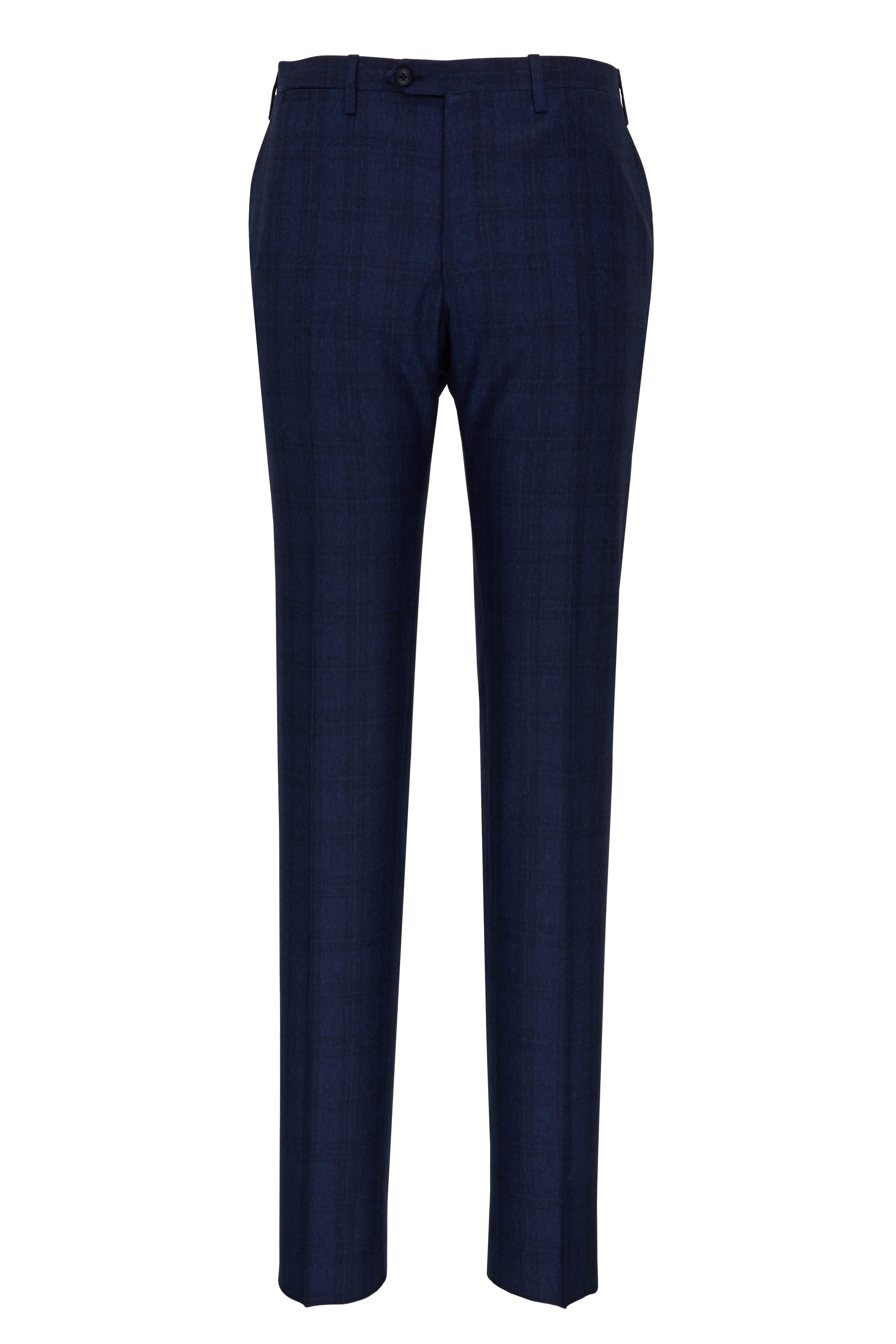 Kiton - Navy Tonal Plaid Wool Suit