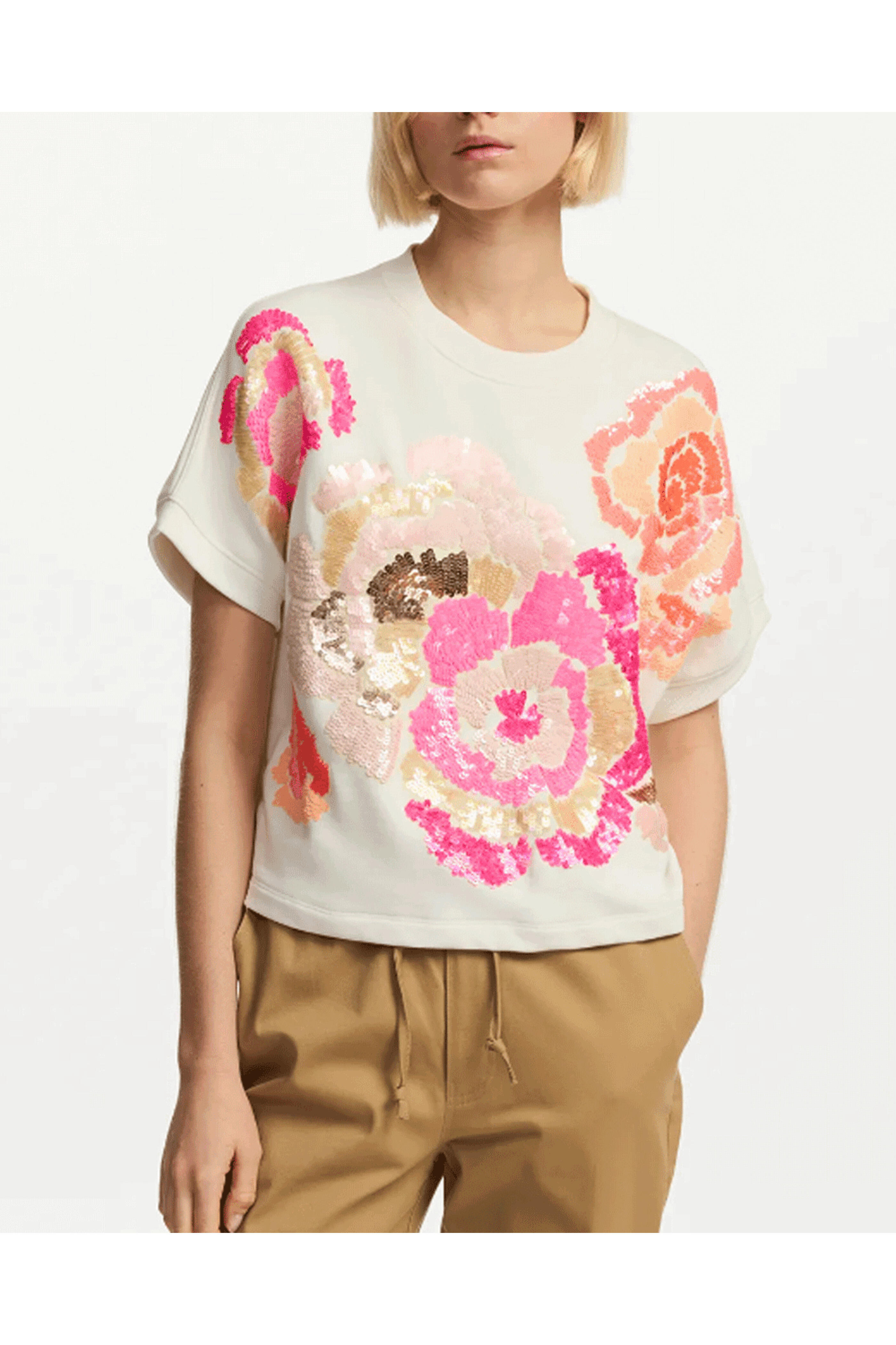 Essentiel Antwerp - Off-White Floraly Embroidered Sweatshirt