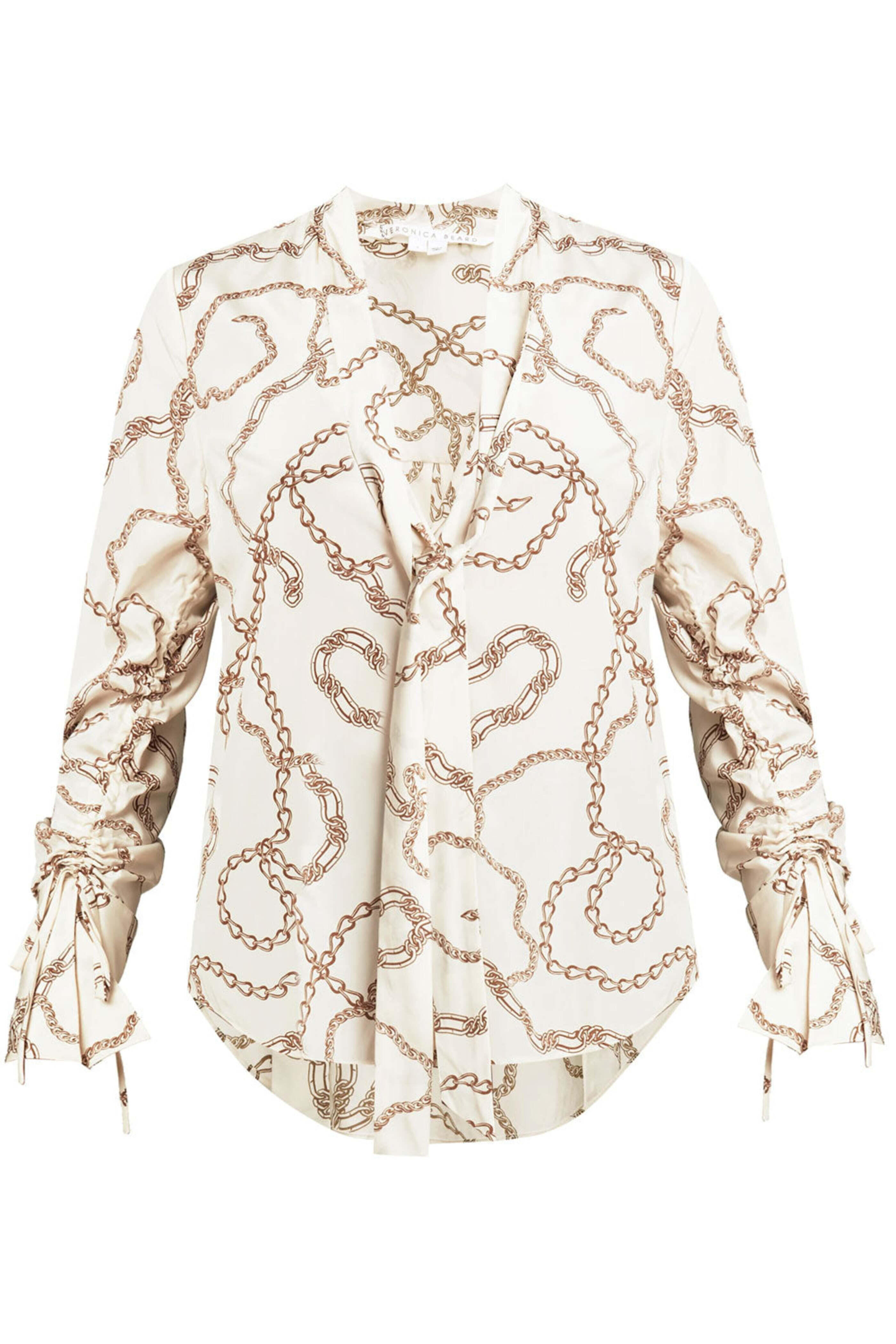 Veronica Beard - Ecru Chain Print Tie Neck Remi Blouse