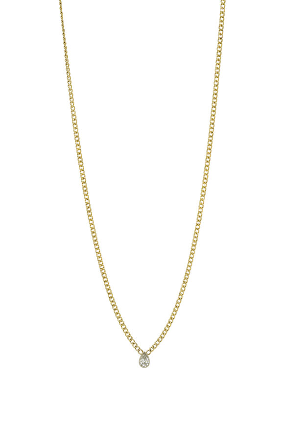 Genevieve Lau 14K Marquise Diamond Curb Chain Necklace