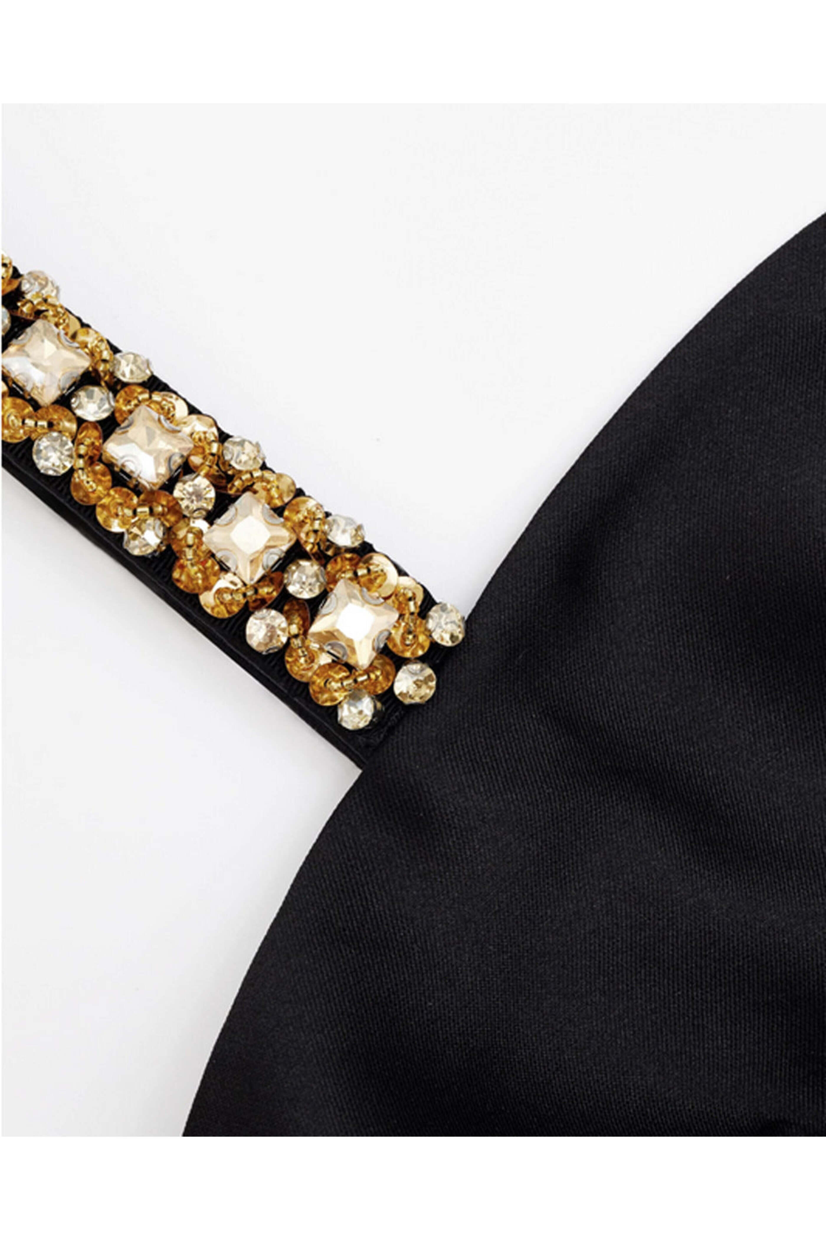 Self - Portrait - Black Embellished Taffeta Mini Dress