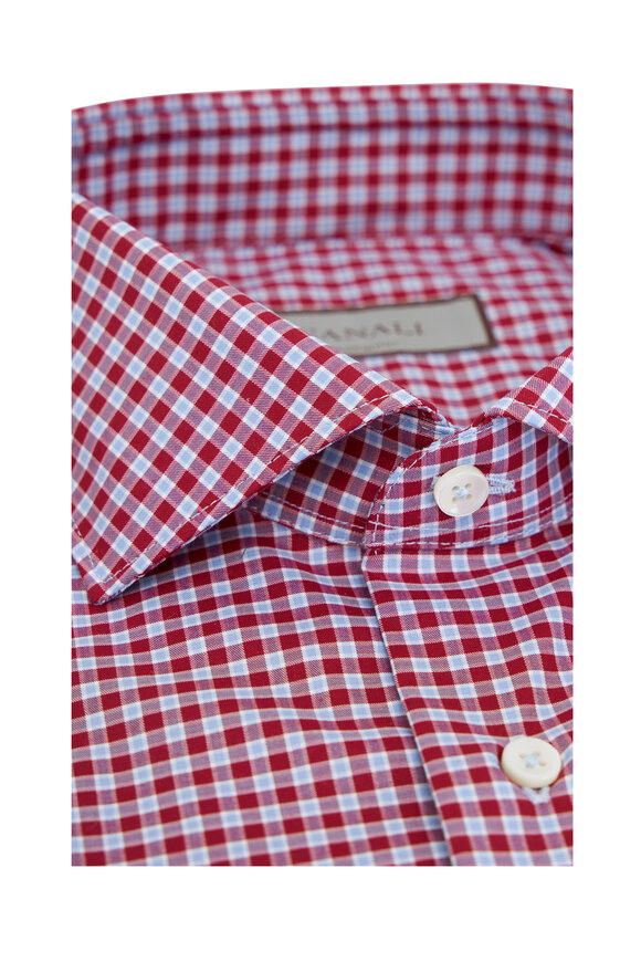 Canali - Red Check Cotton Dress Shirt 