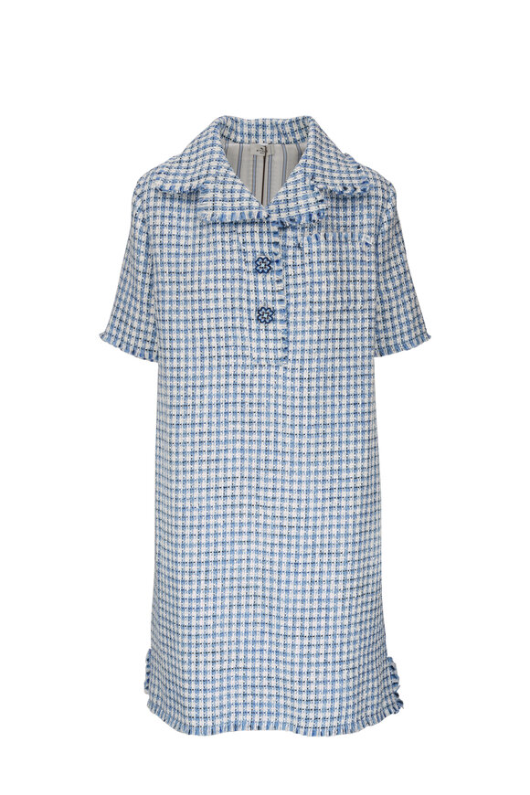 Etro - Light Blue & White Bouclé Tunic Dress