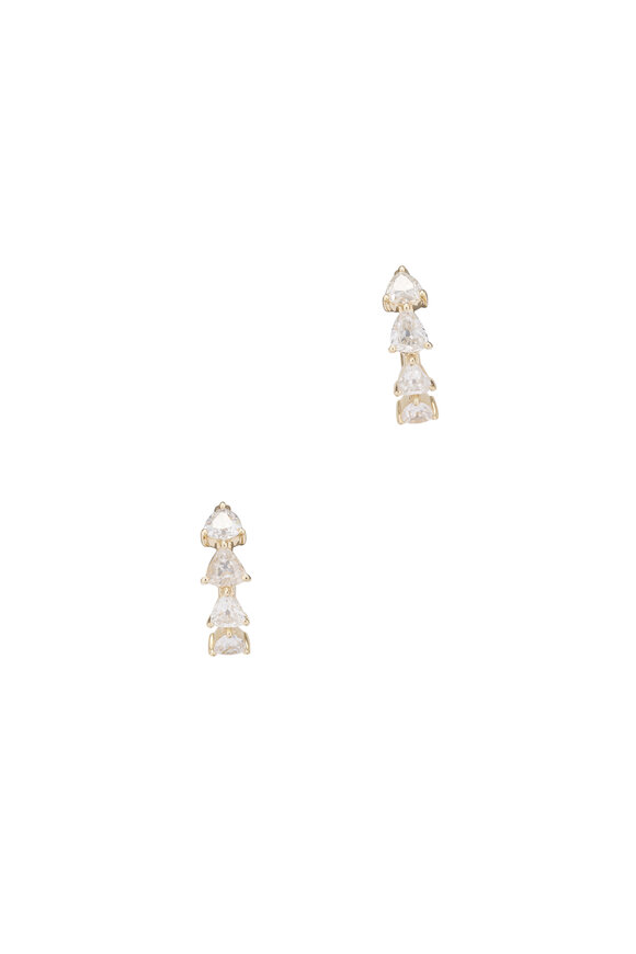 Kai Linz 14k Yellow Gold White Diamond Horseshoe Earrings
