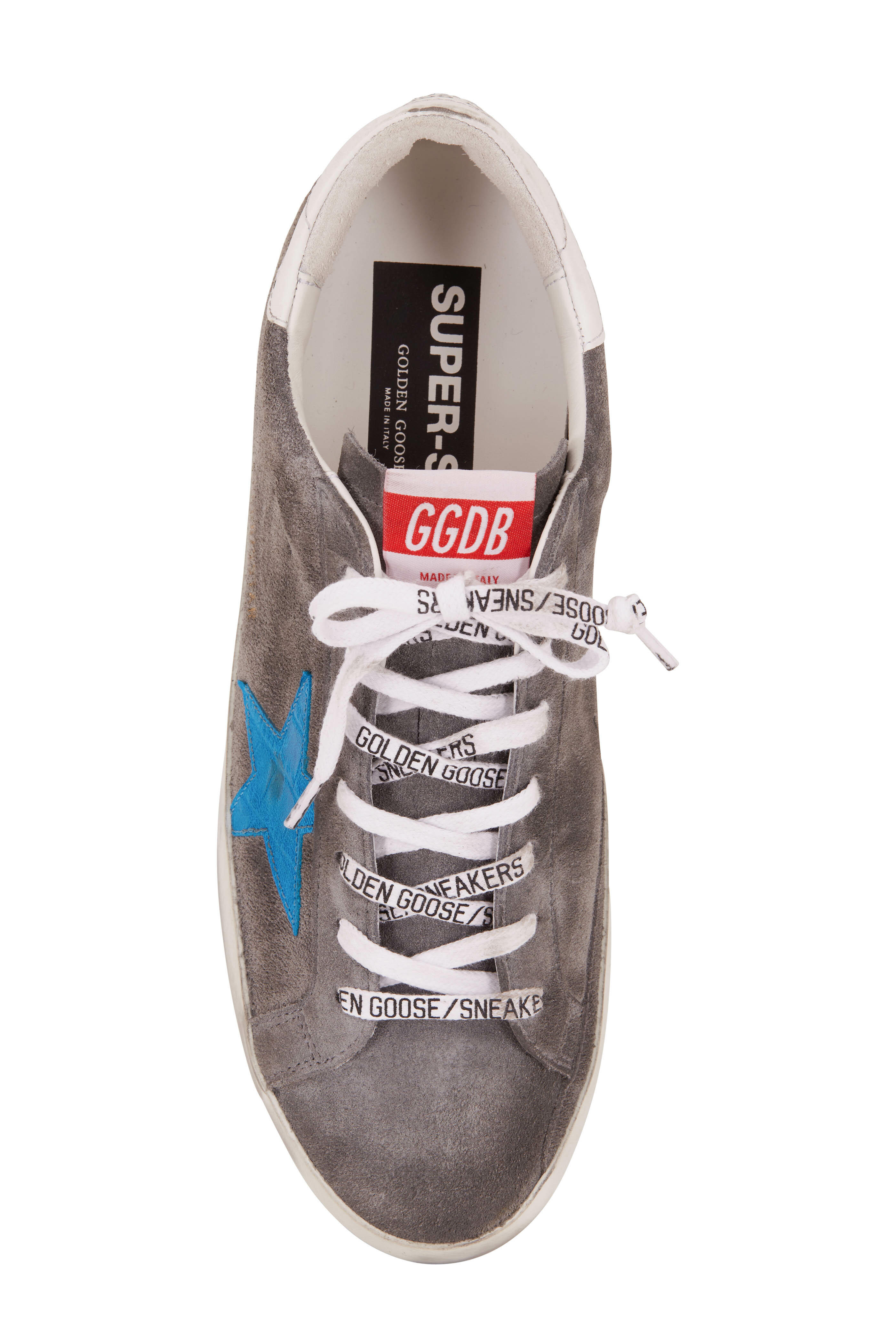 Golden Goose - Super-Star Grey Suede & Blue Leather Star Sneaker