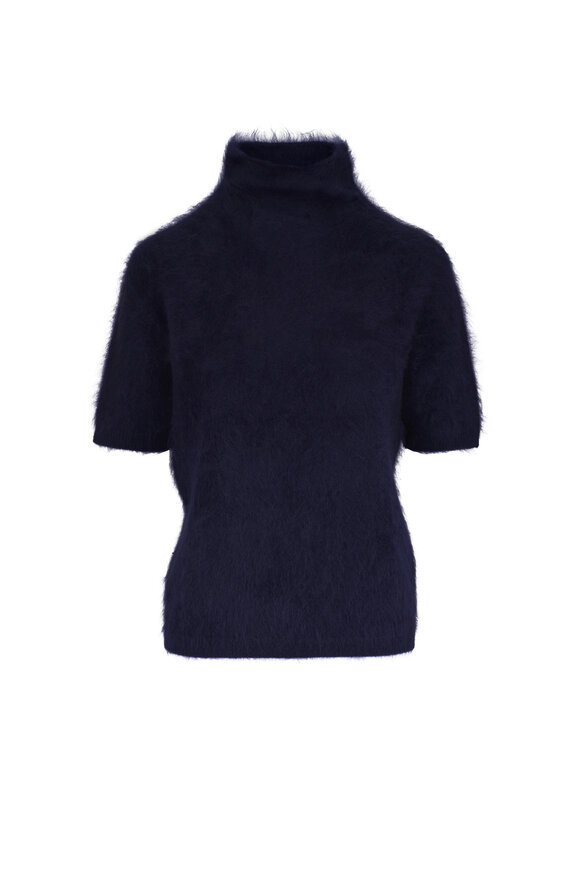 Lisa Yang Madelene Navy Brushed Cashmere T-Shirt