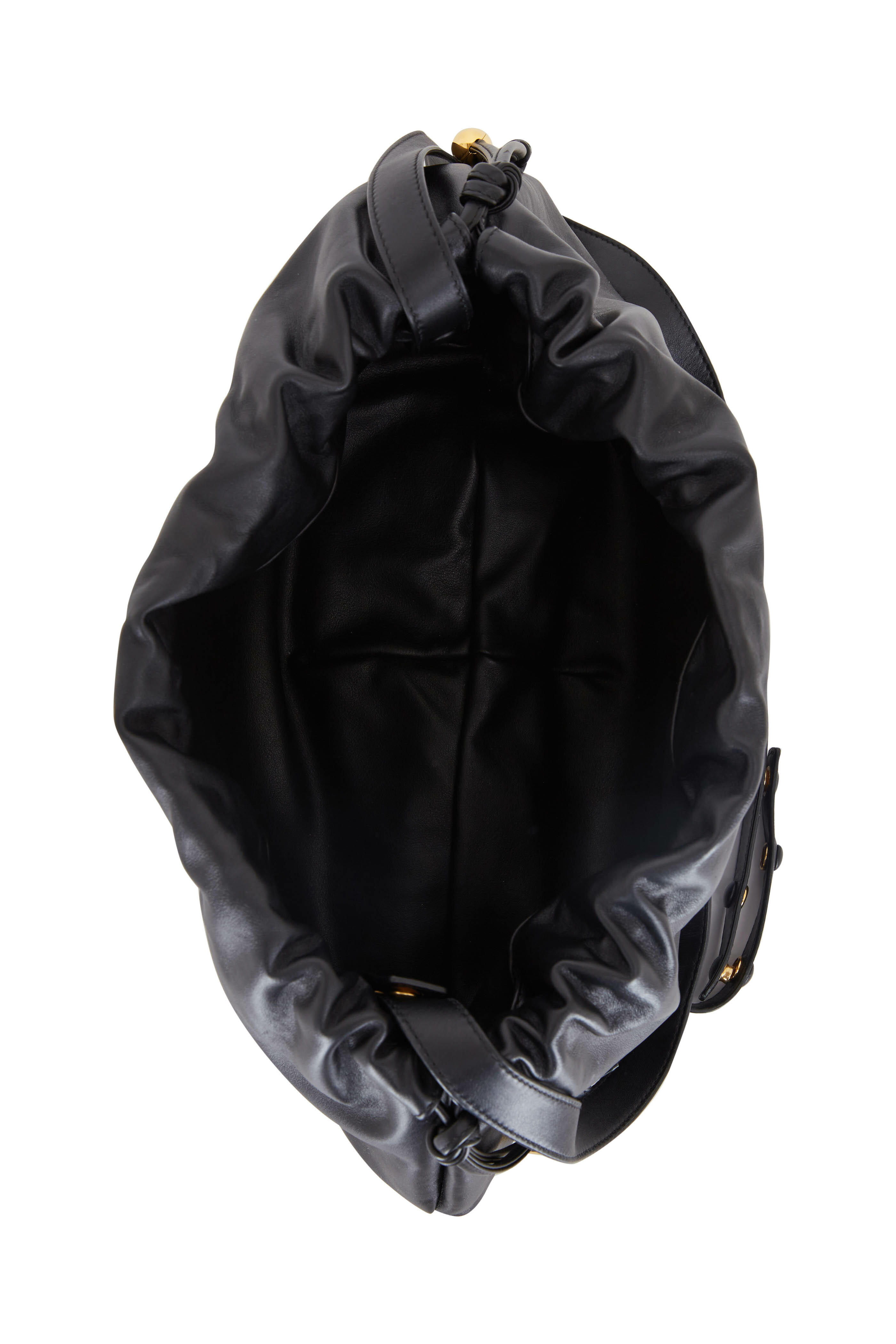 Bottega Veneta - The Bulb Black Leather Medium Drawstring Bag