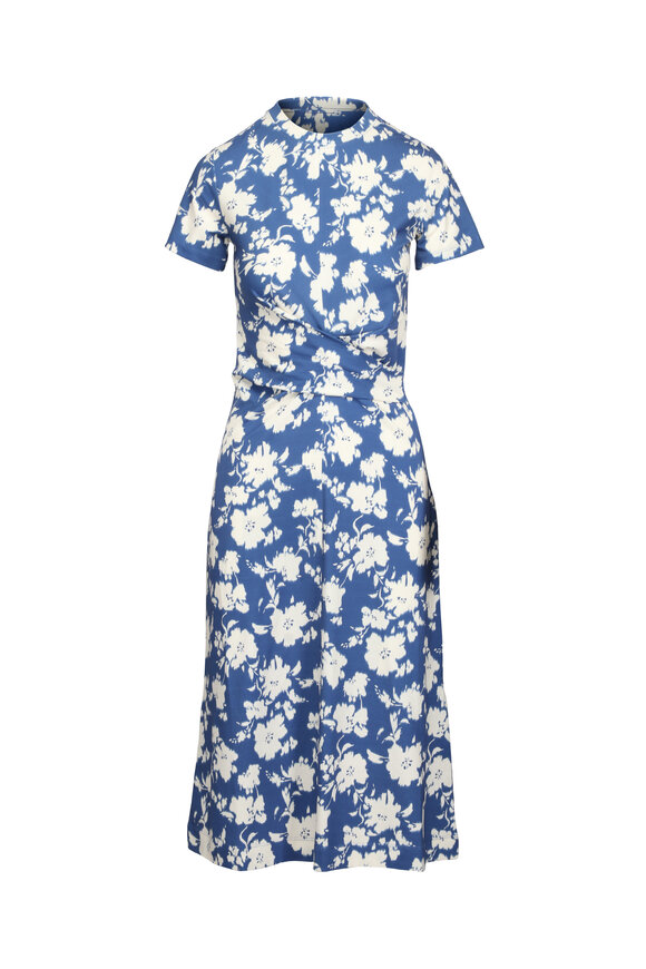 Tanya Taylor Mac French Blue & Cream Multi Floral Midi Dress - view 1