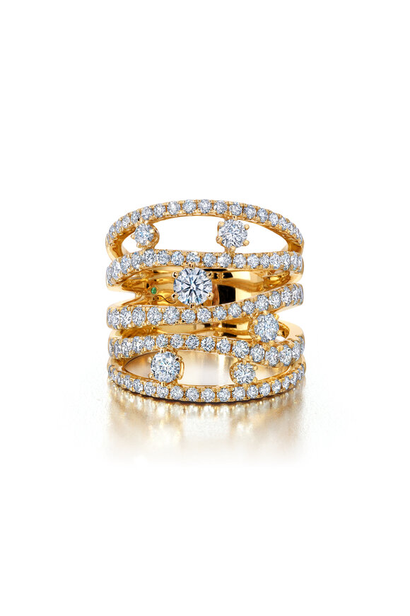 Graziela Gems 18k Yellow Gold Diamond Rio Cage Ring