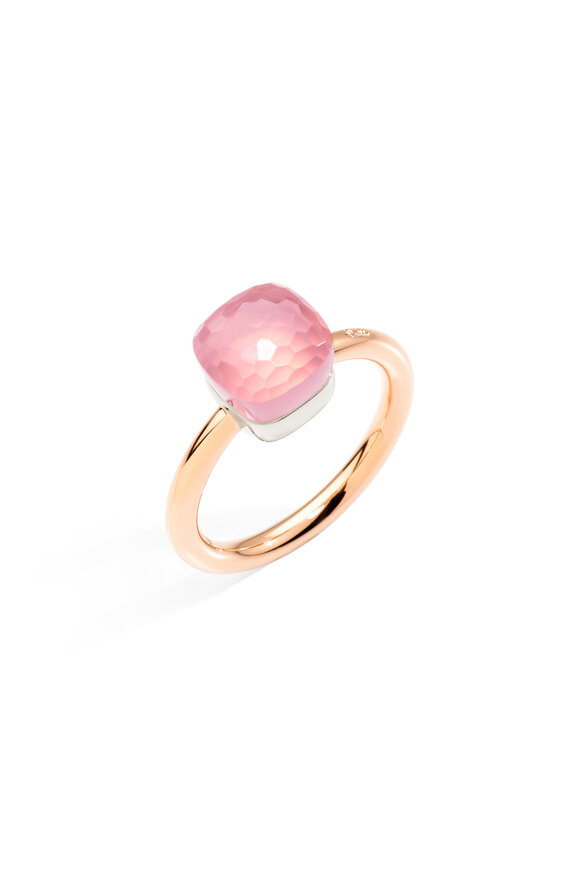 Pomellato 18k Rose Gold Pink Quartz Petite Nudo Ring - view 1