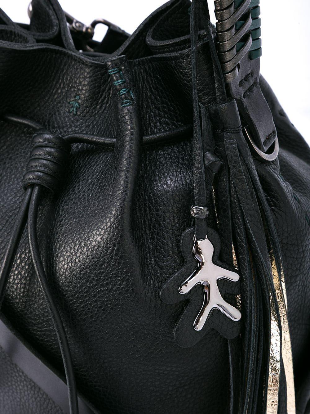 Henry Beguelin - Black Grained Leather Small Hobo Bucket Bag