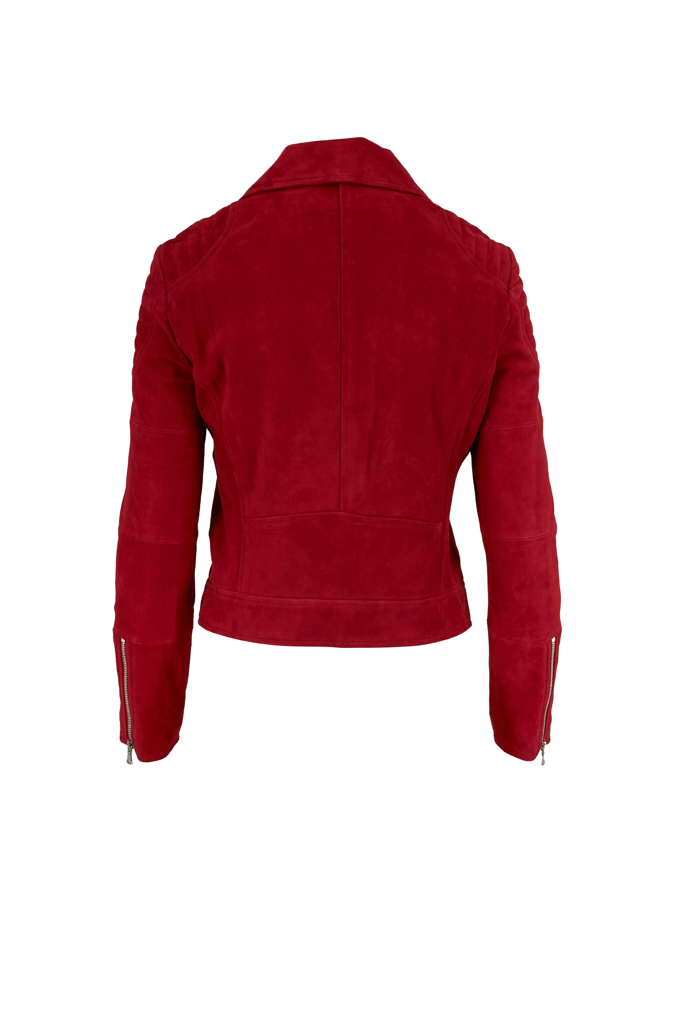 L'Agence - Ryder Roadster Red Suede Moto Jacket | Mitchell