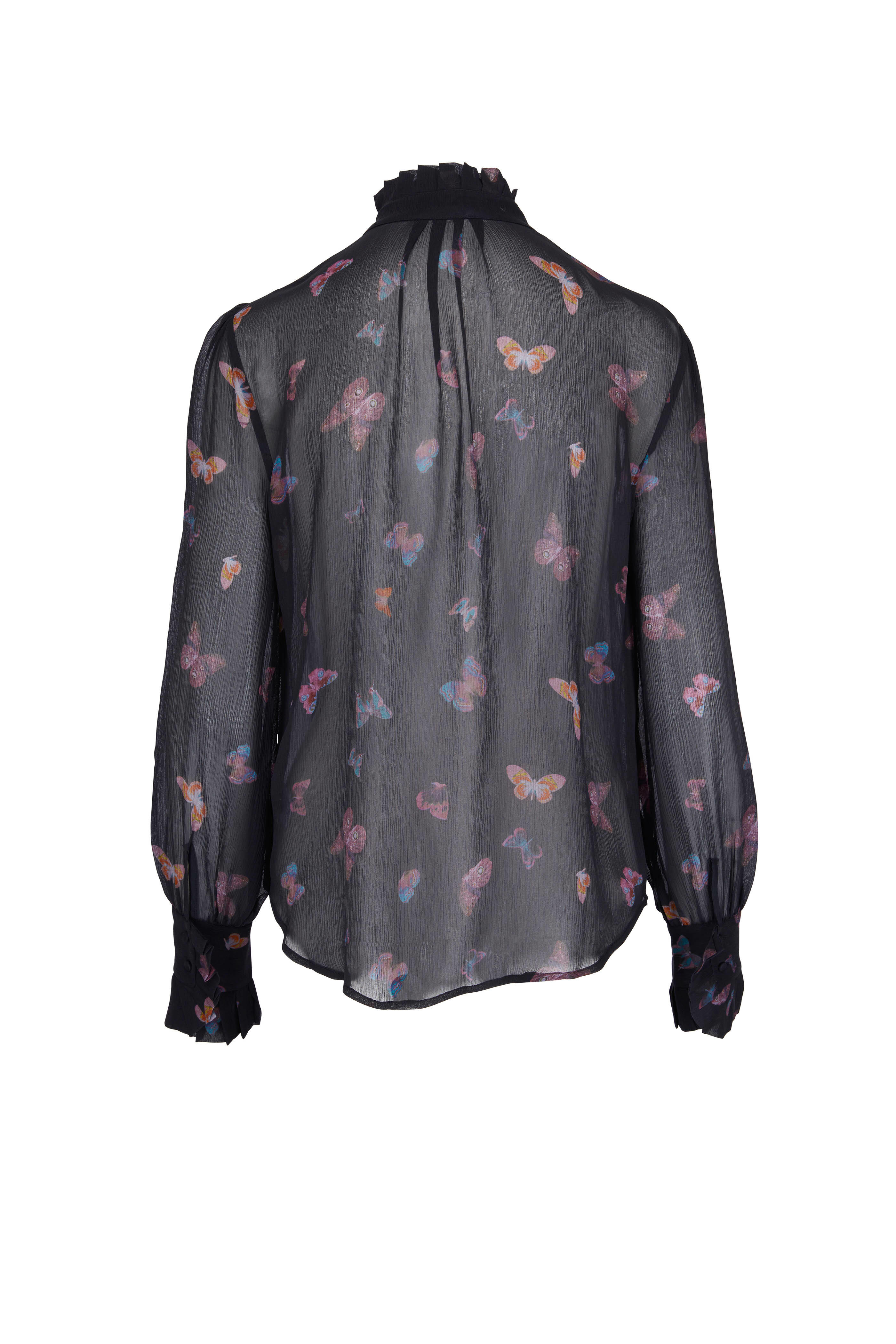 Paige - Leonetta Black Silk Butterfly Blouse