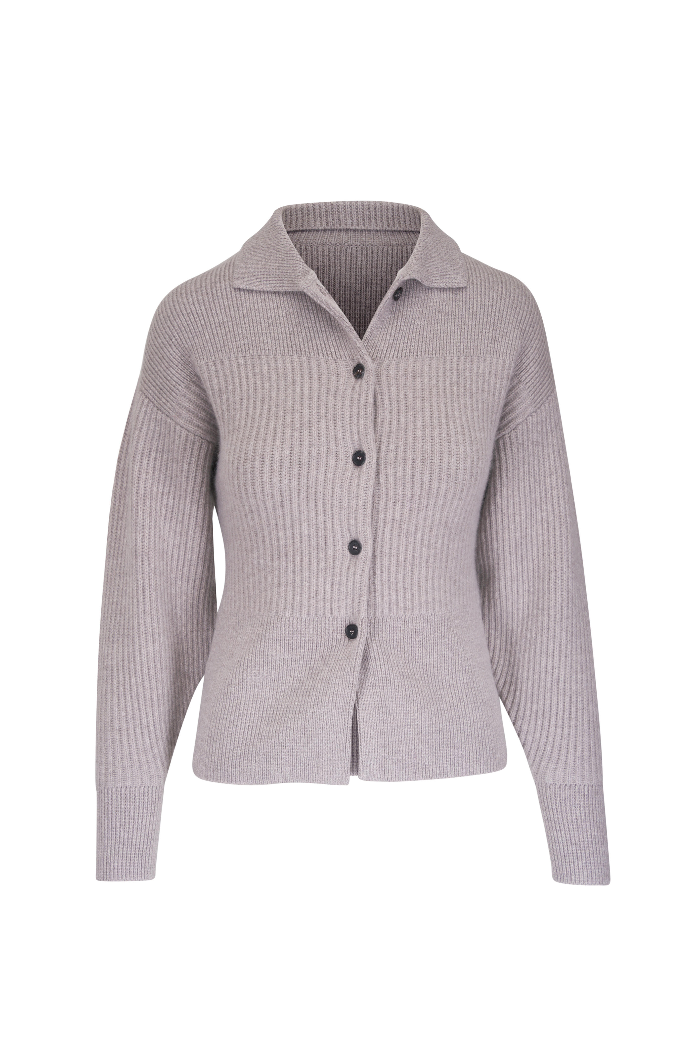 Le Kasha - Kalaru Taupe Cashmere Ribbed Cardigan - view 1