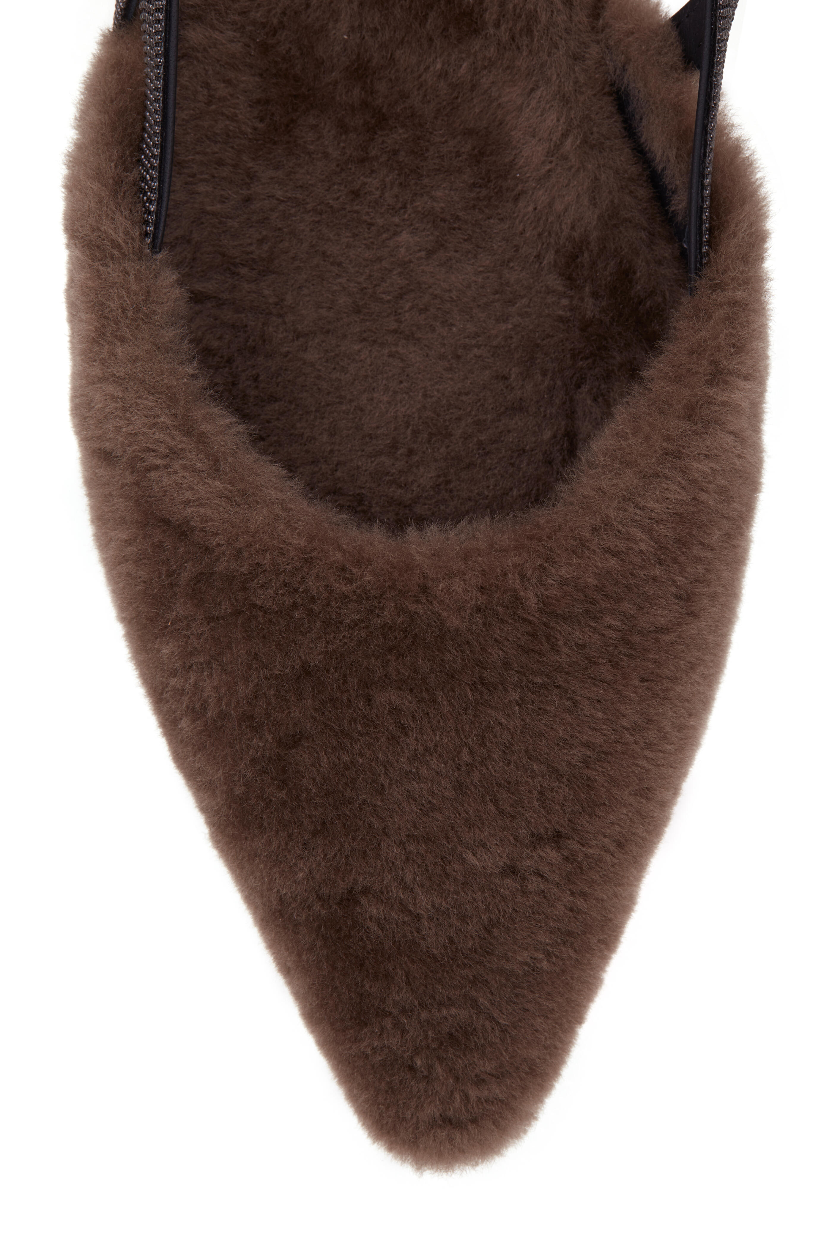 Brunello Cucinelli - Cigar Fur Pointed Toe Slingback Flat