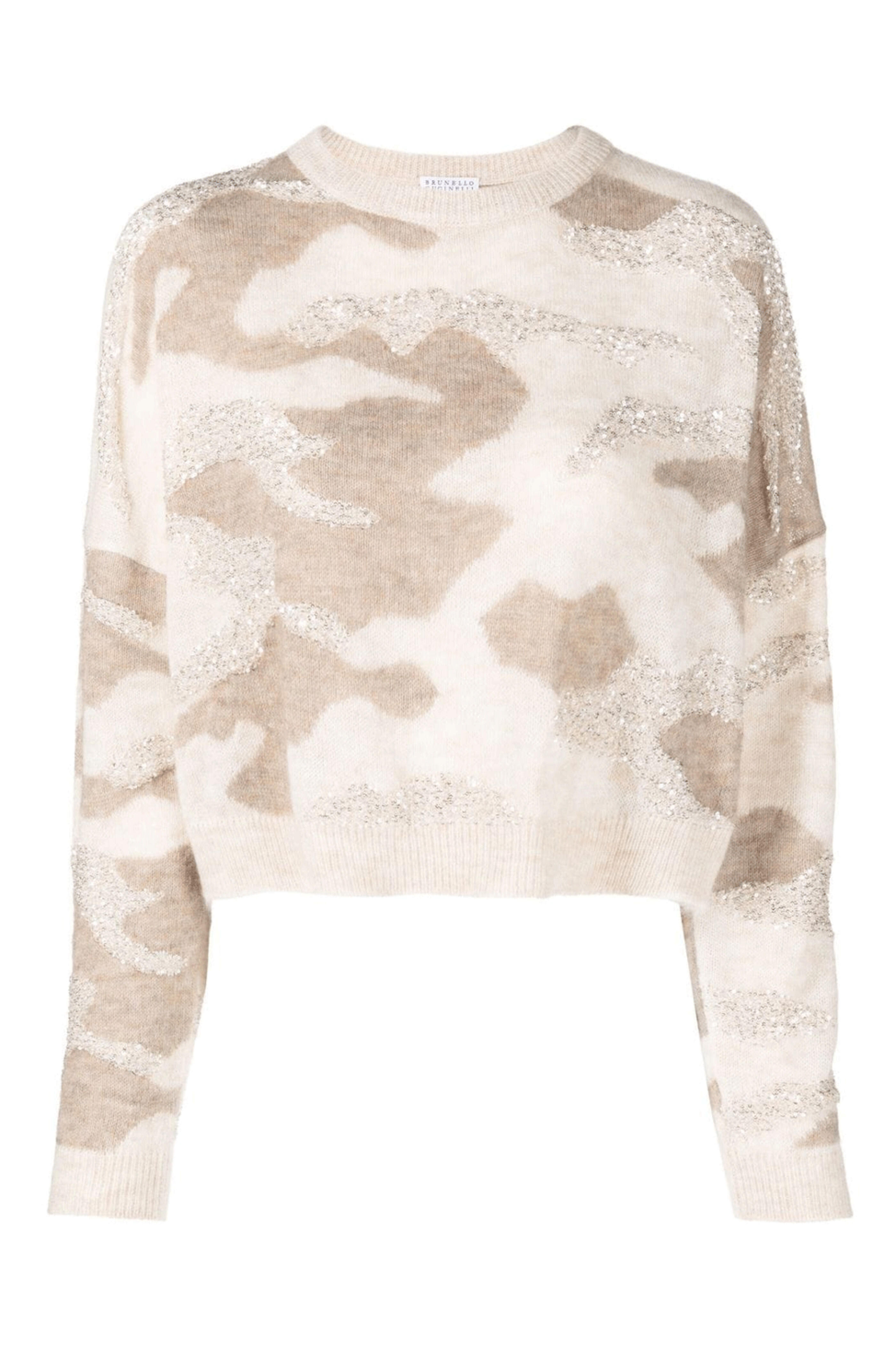 Brunello Cucinelli - Brown Caldo Camoflauge Mohair Paillette Sweater