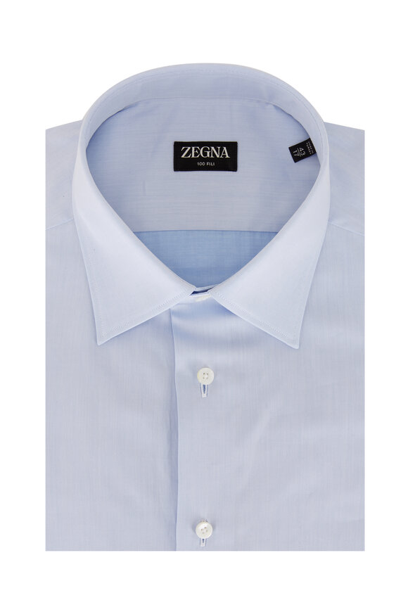 Zegna - 100fili Light Blue Cotton Dress Shirt