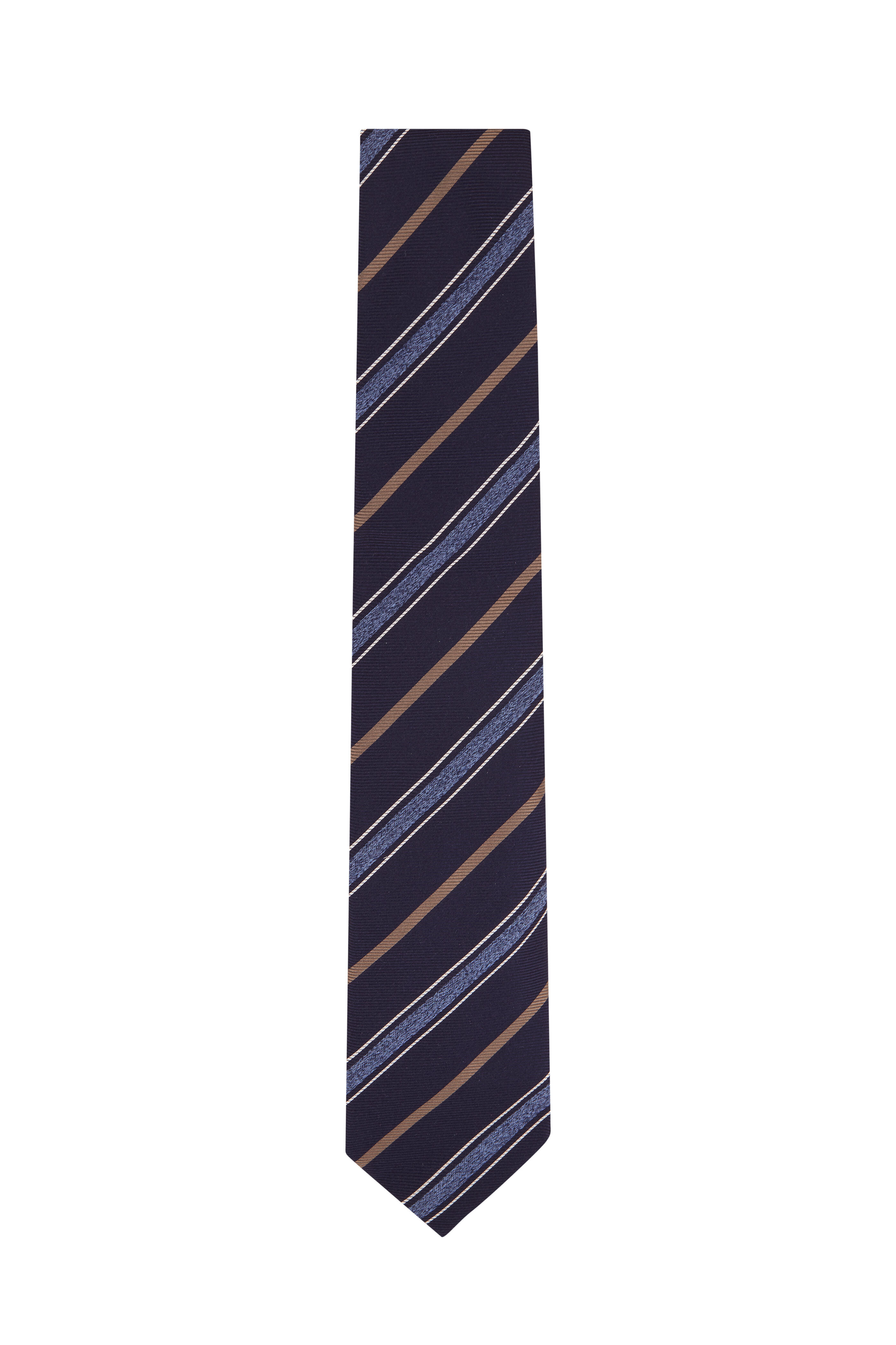 Brunello Cucinelli - Blue Stripe Necktie | Mitchell Stores