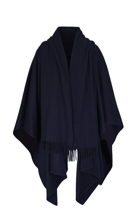 Loro Piana - Daisy Navy Cashmere Fringe Cape