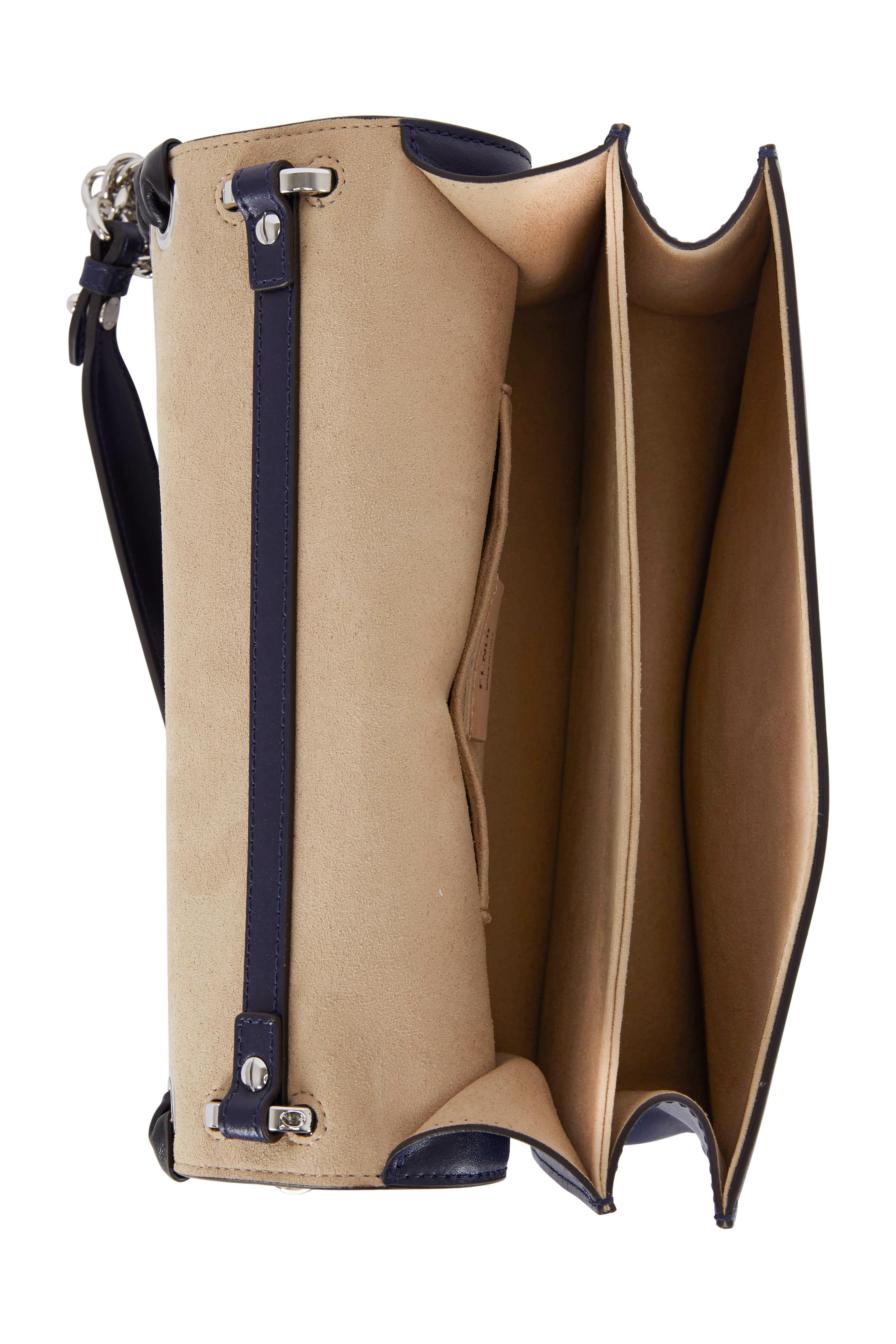 Fendi フェンディ Kan I M Lace Up Shoulder Bag Fendi - Kan I Blue Leather Lace-Up Bow Shoulder Bag