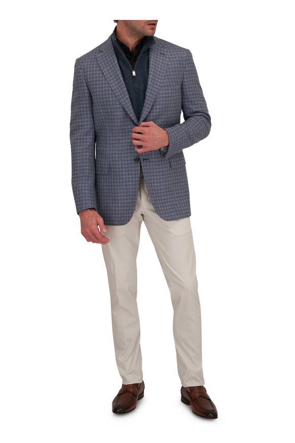 Brioni - Navy Cashmere, Wool & Silk Quarter Zip Pullover 