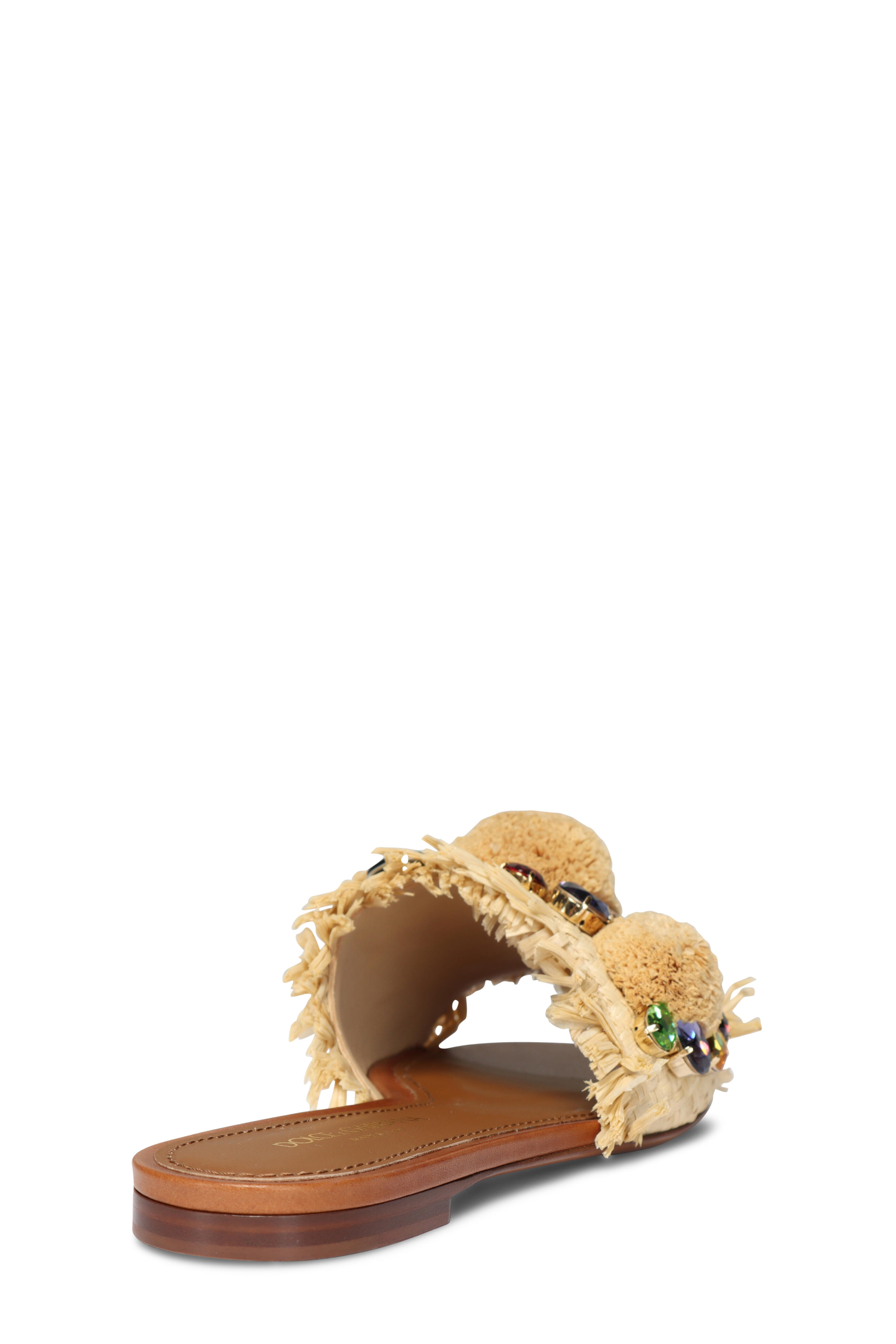 Dolce & Gabbana - Embellished Jewel & Raffia Slide