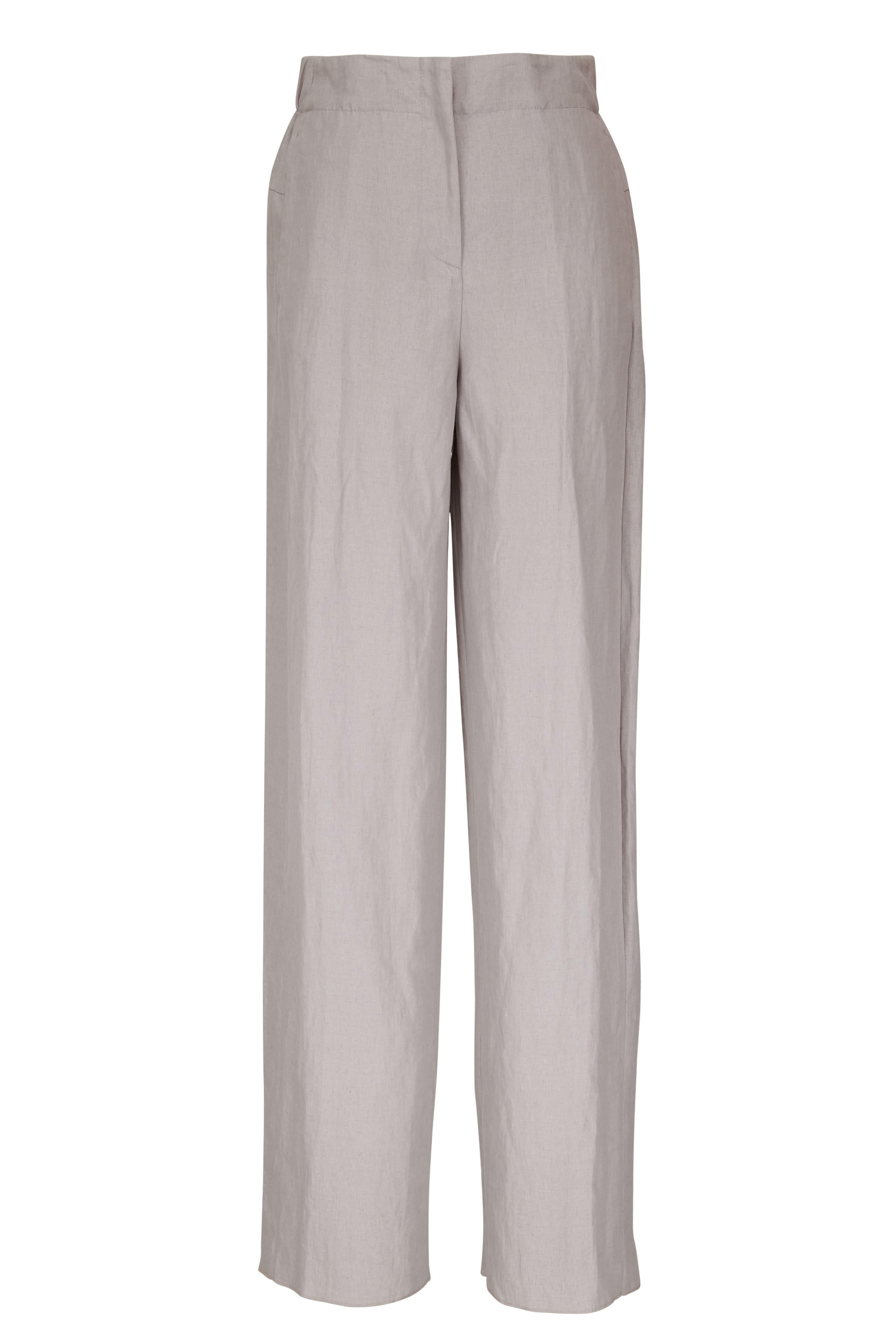 Giorgio Armani - Light Gray Compact Linen Pant | Mitchell Stores