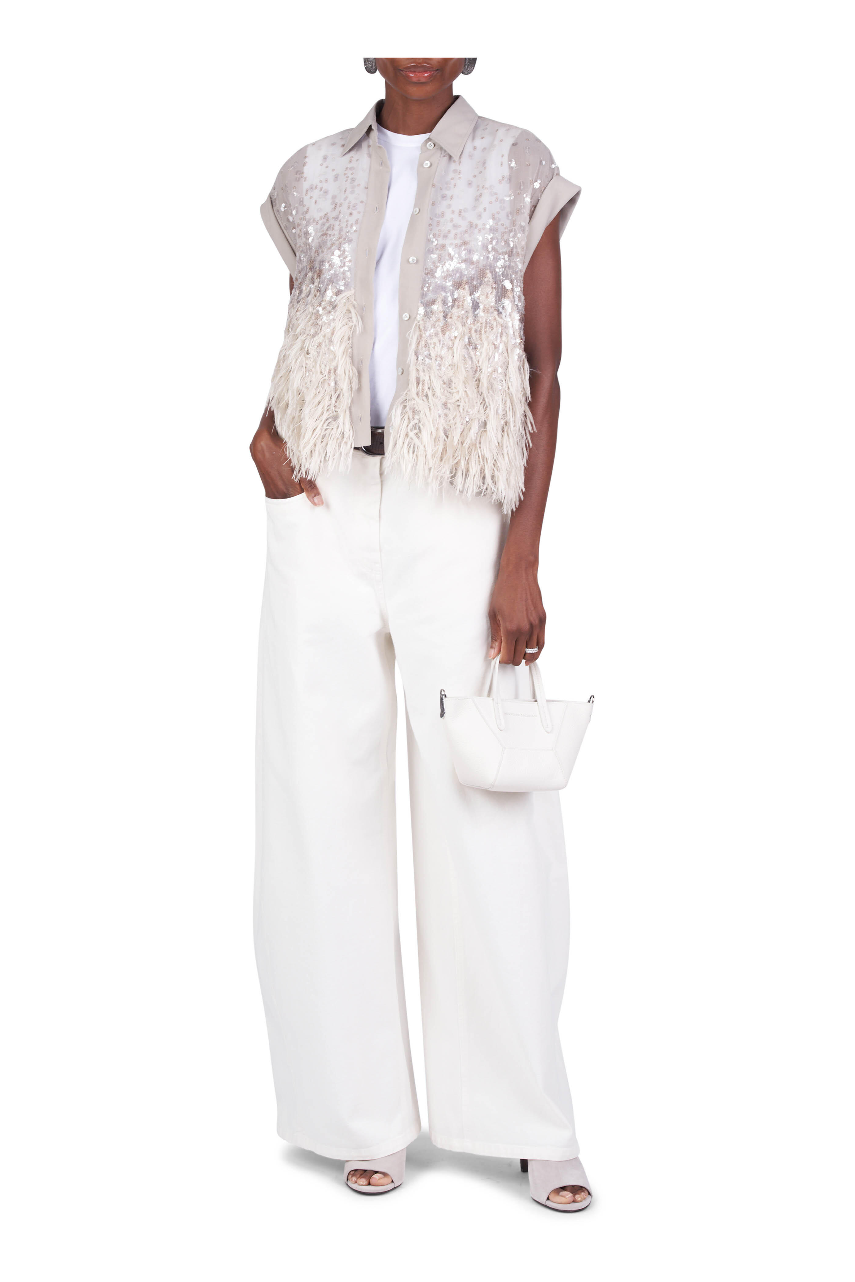 Brunello Cucinelli - Crispy Silk Chiffon Fil Coupé Dégradé Blouse