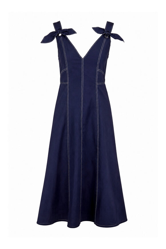 Tanya Taylor Caprice Maritime Blue Midi Dress - view 1