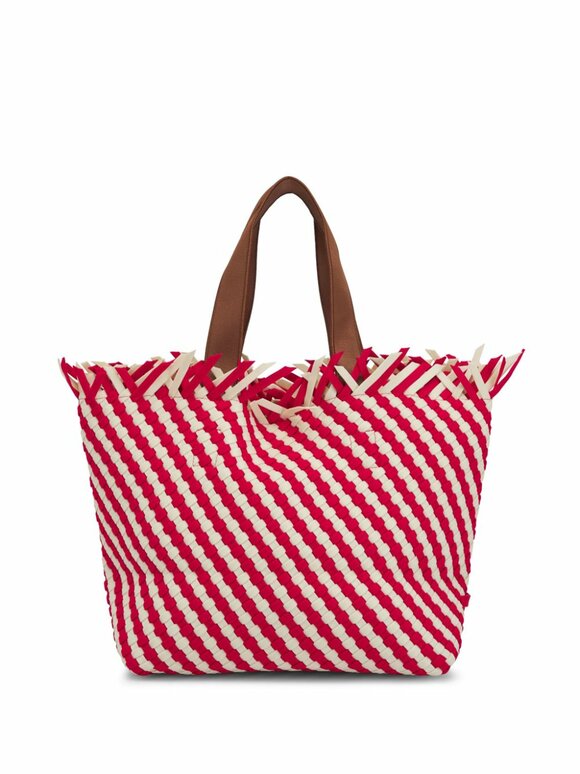 Naghedi - Medium Havana Amalfi Red & Bone Stripe Tote