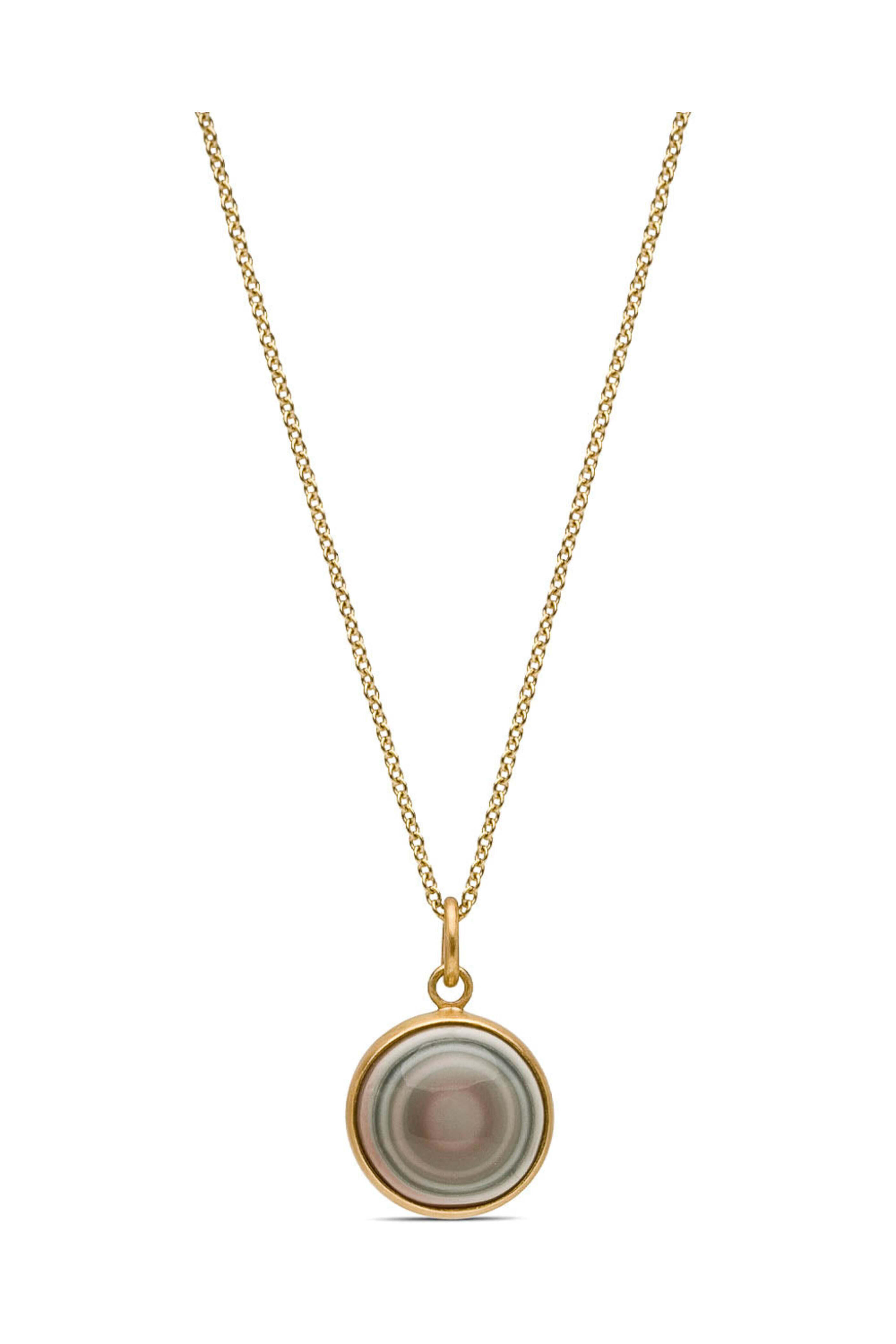Caroline Ellen - Yellow Gold Blue Evil Eye Agate Pendant Necklace