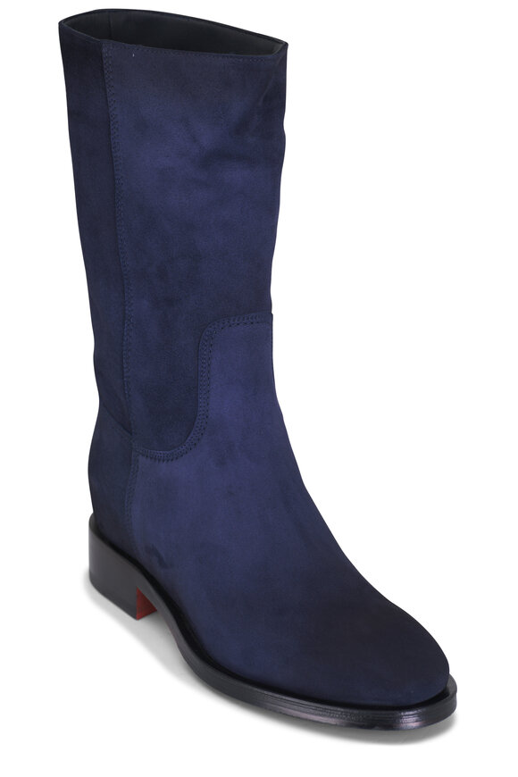 Santoni Fleeces Navy Suede Pull-On Boot 