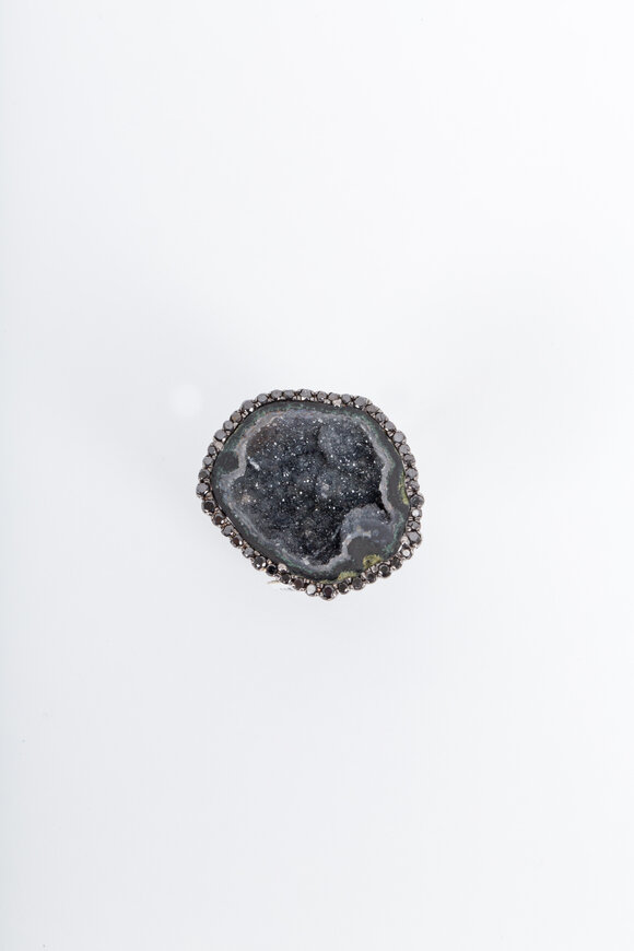 Kimberly McDonald - Gold Black Geode Black Diamond Cocktail Ring