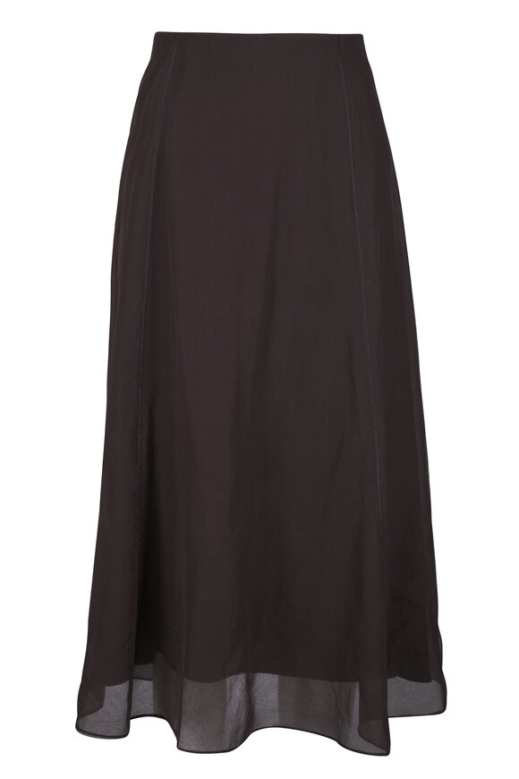 Brunello Cucinelli Caffe Crispy Silk Chiffon Circle Midi Skirt - view 1
