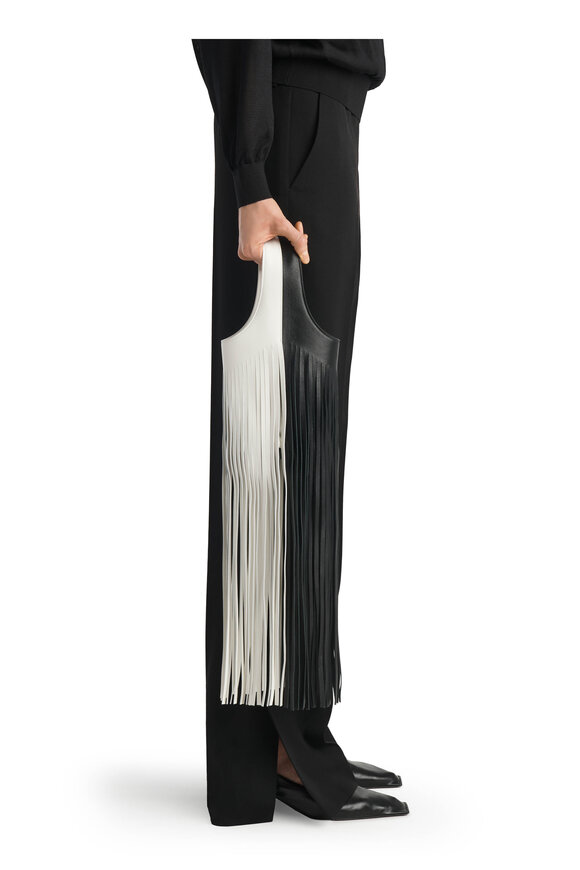 Khaite Small Livia Black & White Fringe Leather Bag - view 2