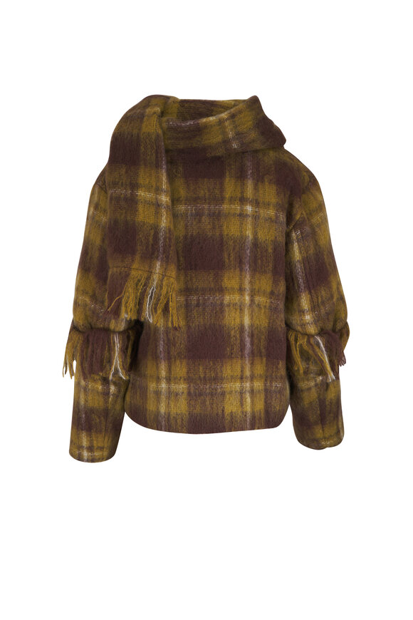 Loewe Yellow & Brown Multi Check Scarf Jacket - view 3