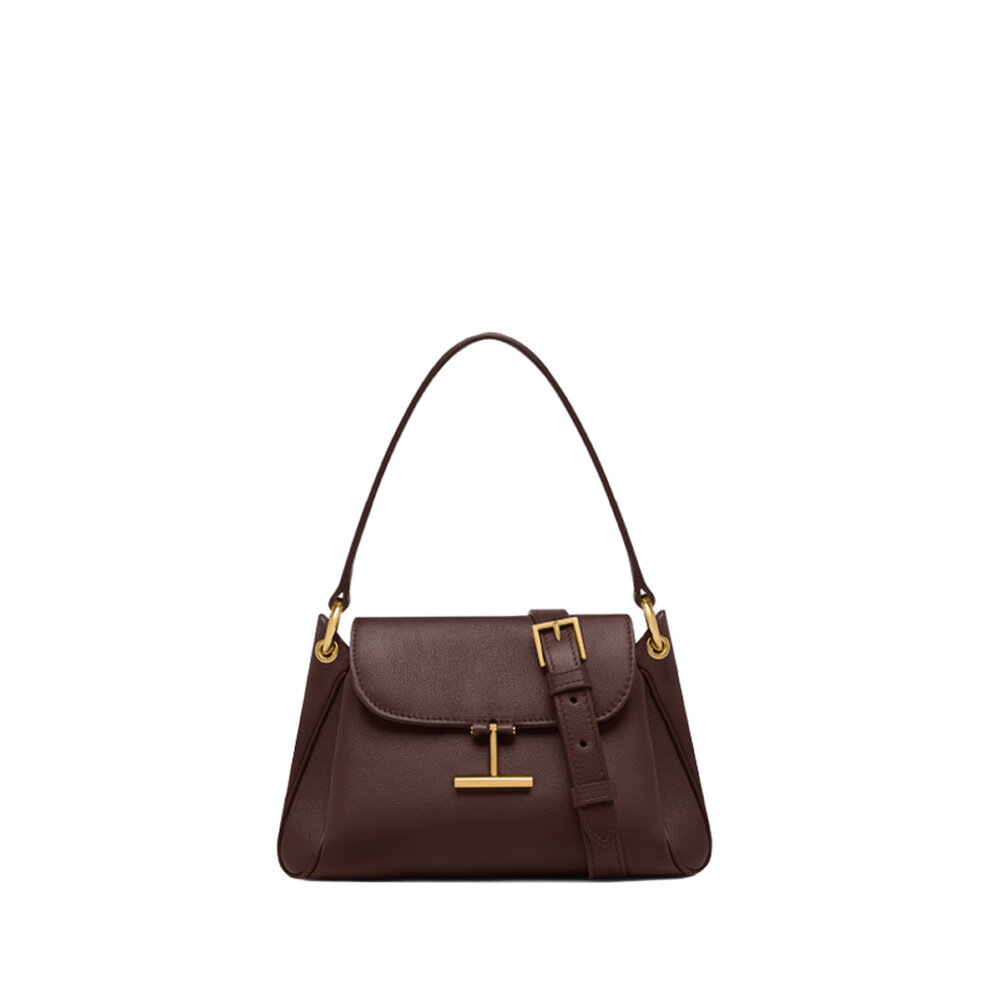 ハンドバッグ Tom Ford Chocolate Leather Handbag Tom Ford - Small Grain Leather Tara Shoulder Bag in Cocoa