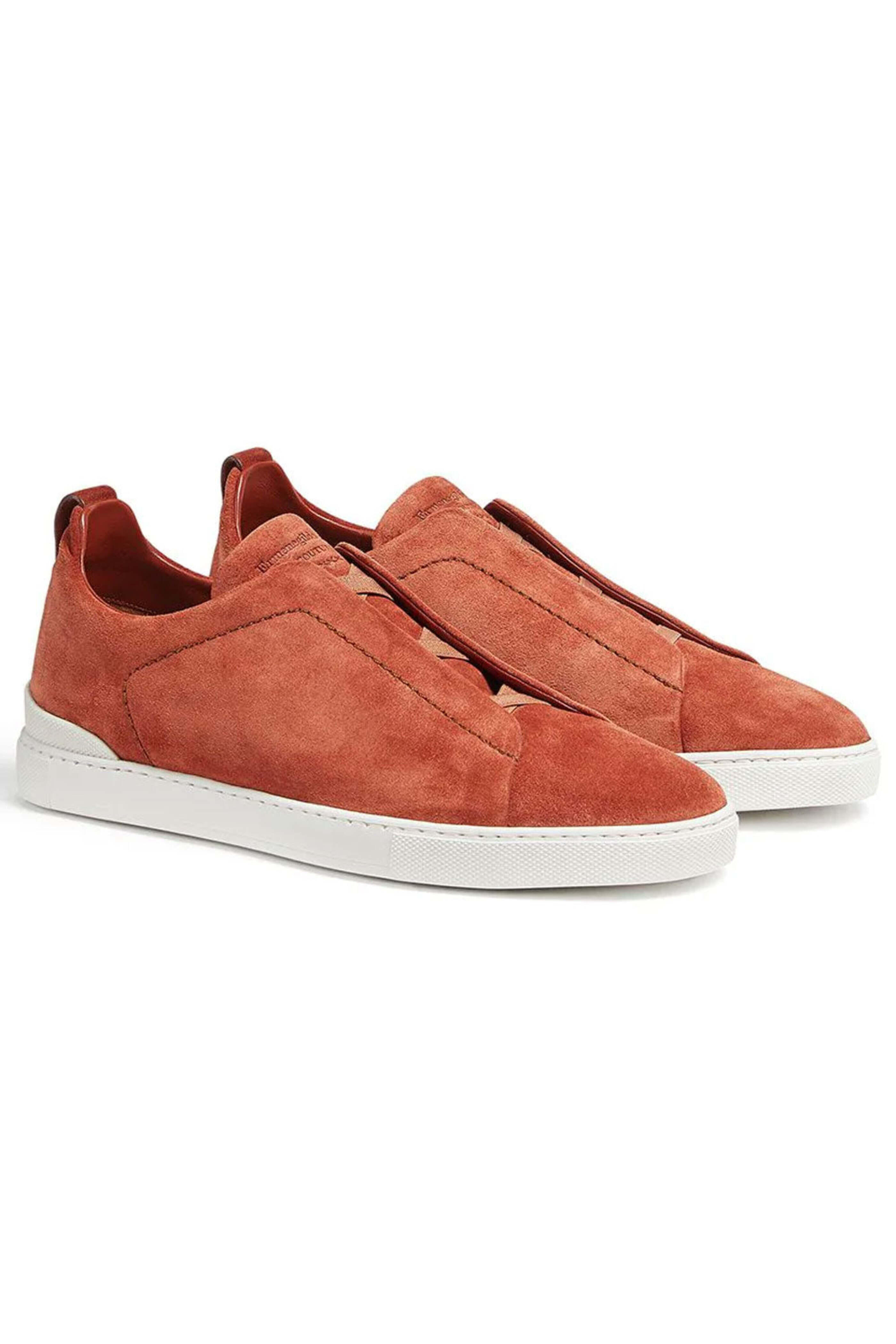 Zegna - Suede Triple Stitch Sneaker in Rust