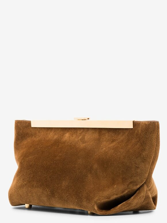 Khaite - Aimee Caramel Suede Envelope Clutch