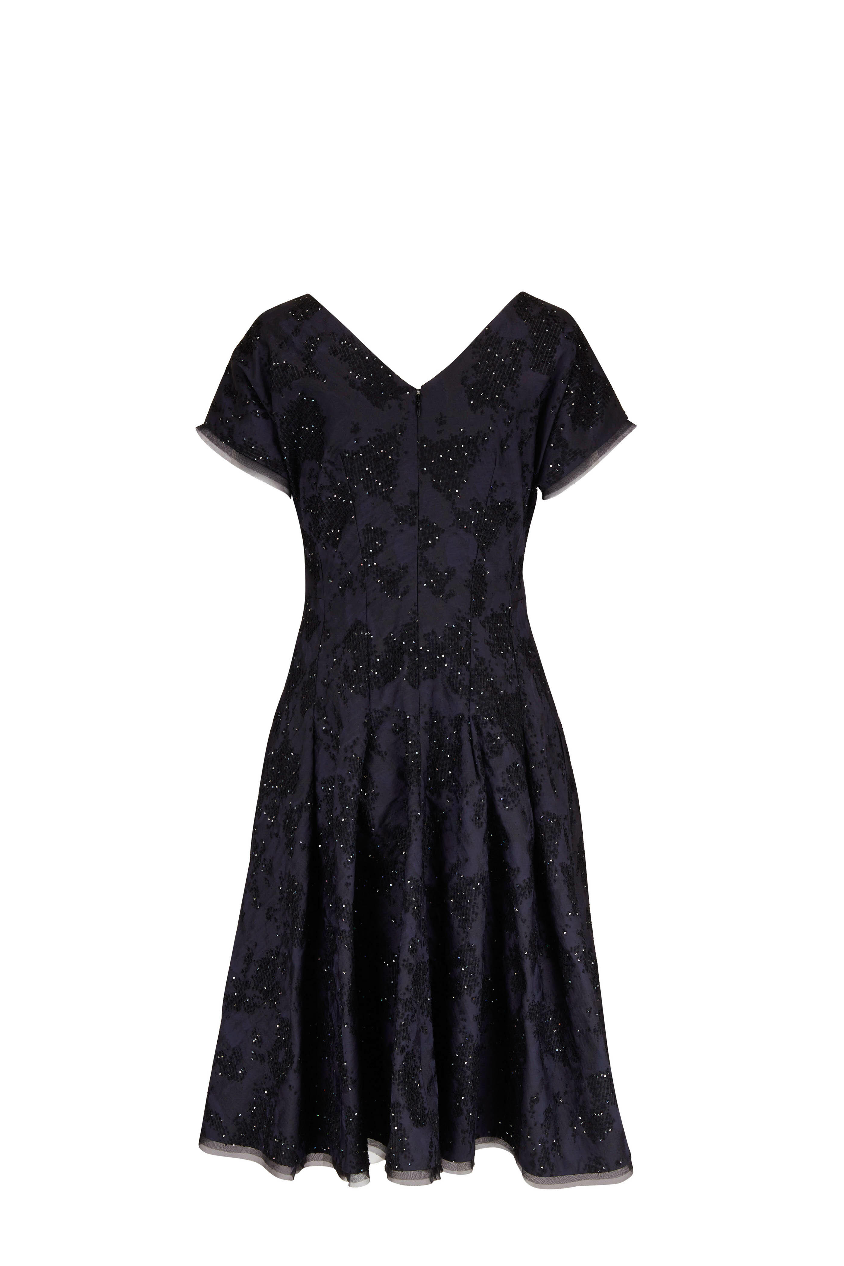Talbot Runhof - Midnight Sequin Jacquard Midi Dress