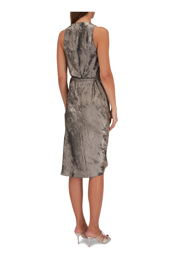 Peter Cohen - Ricki Silver Velvety Foil Wrap Dress 