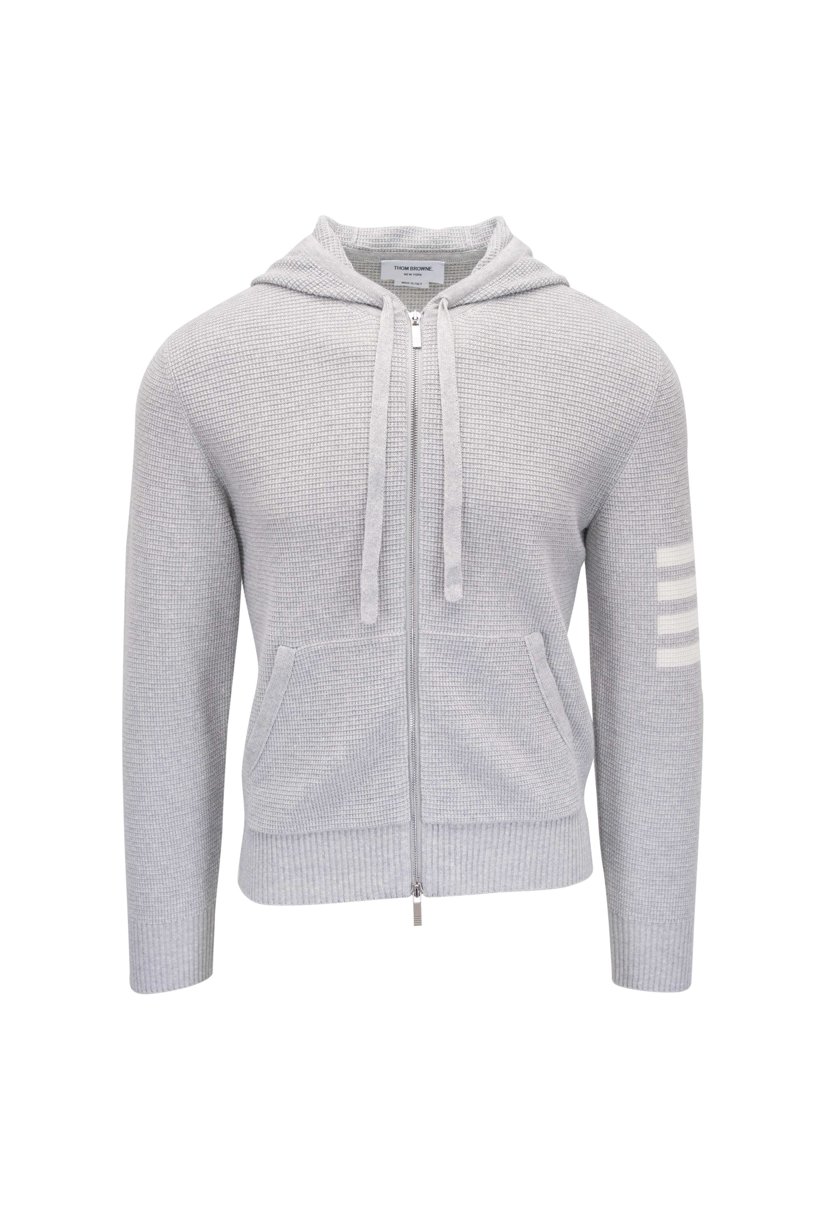 Thom Browne - Light Gray Linen & Cotton Full Zip Hoodie