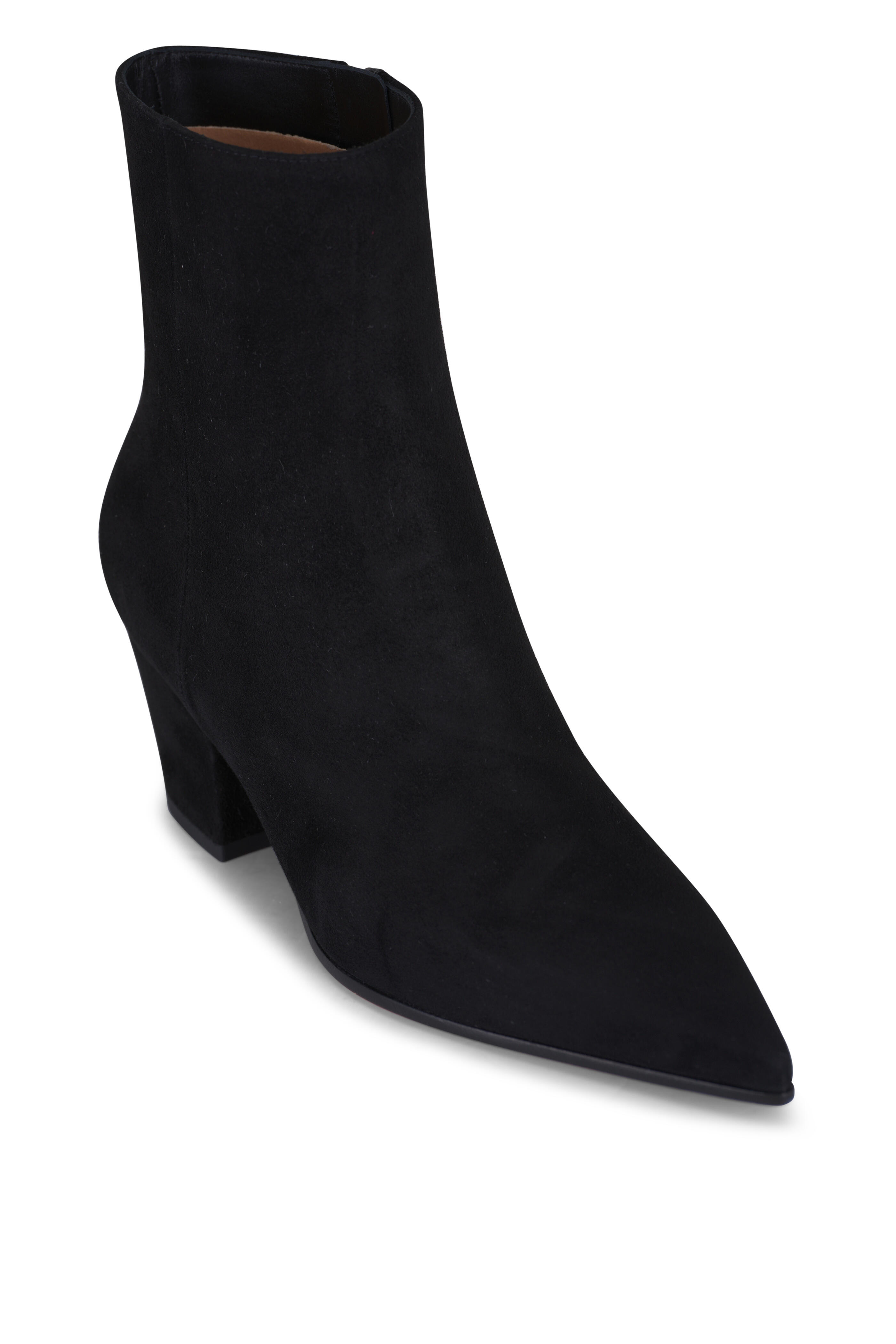 【Gianvito Rossi】シューズ Gianvito Rossi - Keinna Black Suede Zip Bootie, 55mm