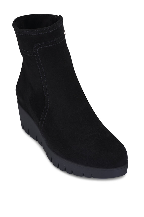 La Canadienne Token Black Suede Wedge Boot, 40mm