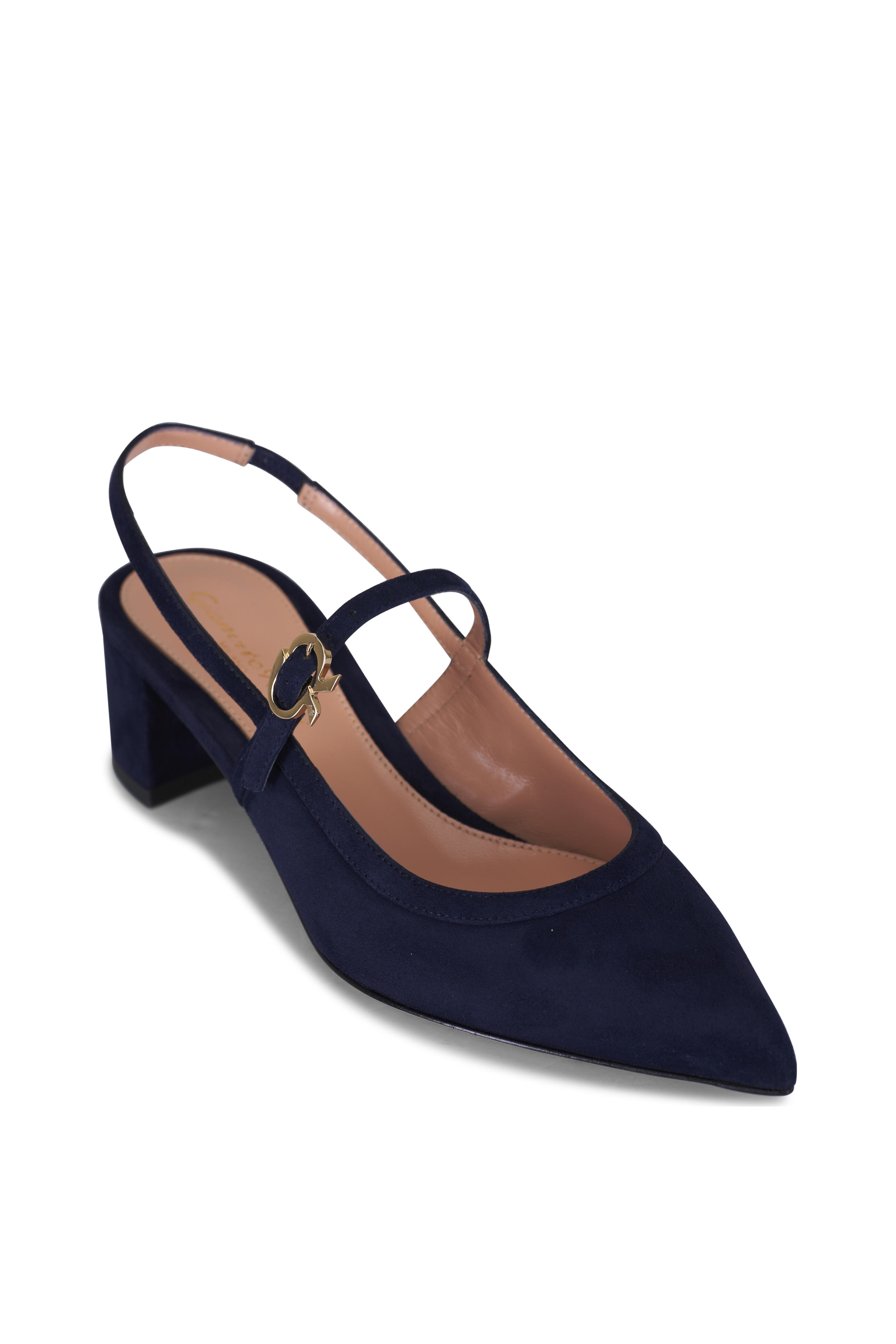 Gianvito Rossi - Allette Navy Suede Slingback, 45mm